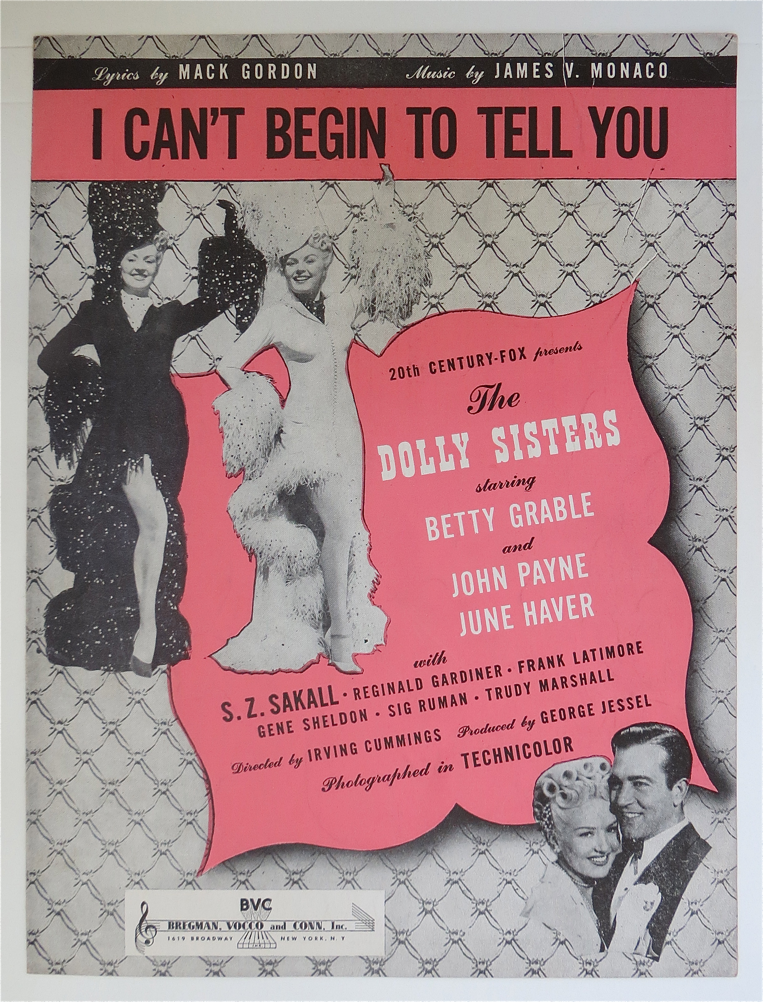 Sheet Music/1945 I Can't Begin To Tell You-Betty Grable