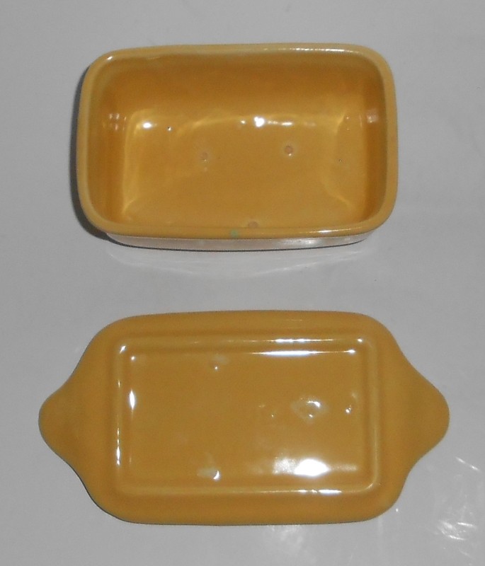 VINTAGE Bauer Pottery La Linda Yellow Butter Dish w/Lid