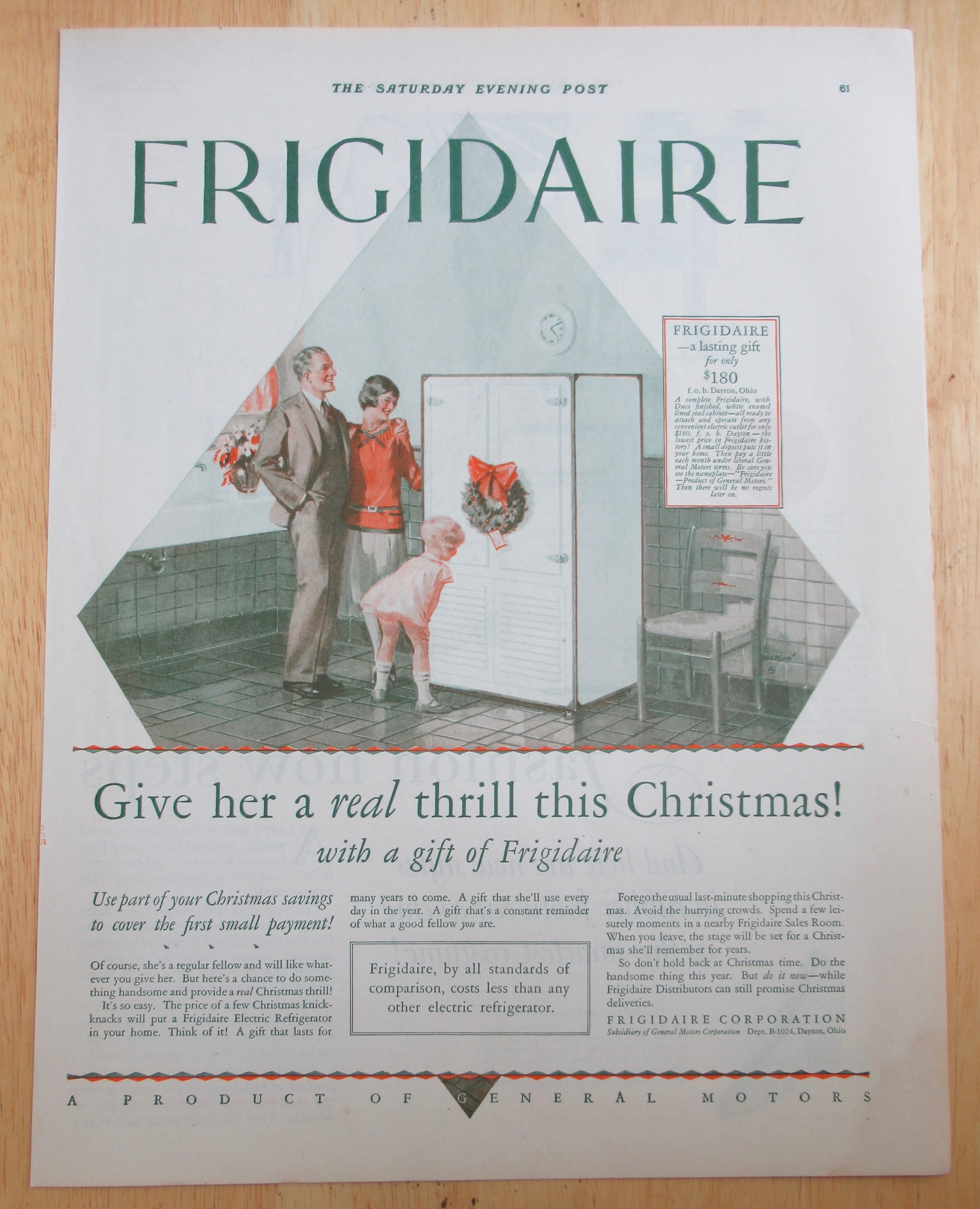 1927 Frigidaire Refrigerator w/Family Looking at Fridge
