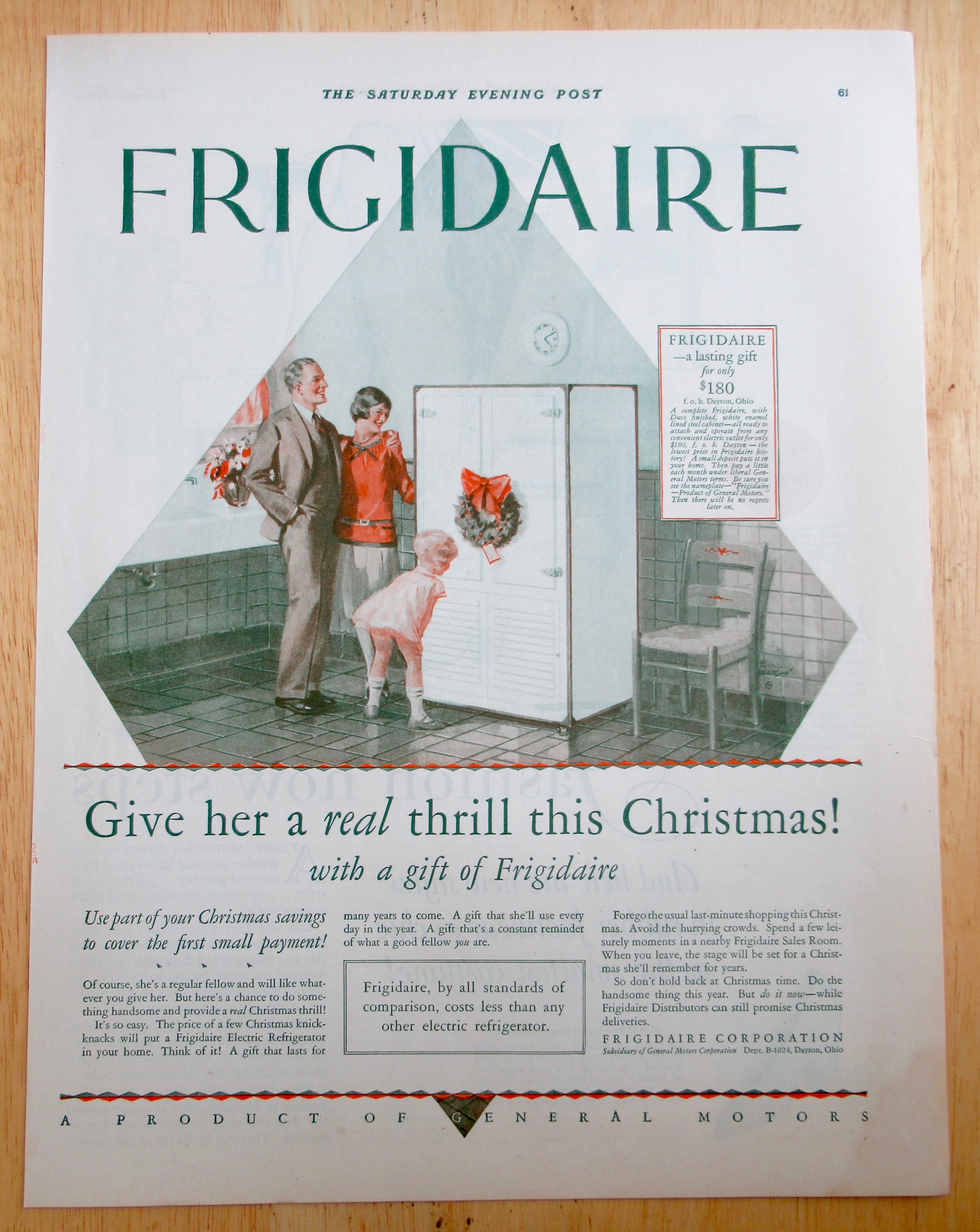 1927 Frigidaire Refrigerator w/Family Looking at Fridge