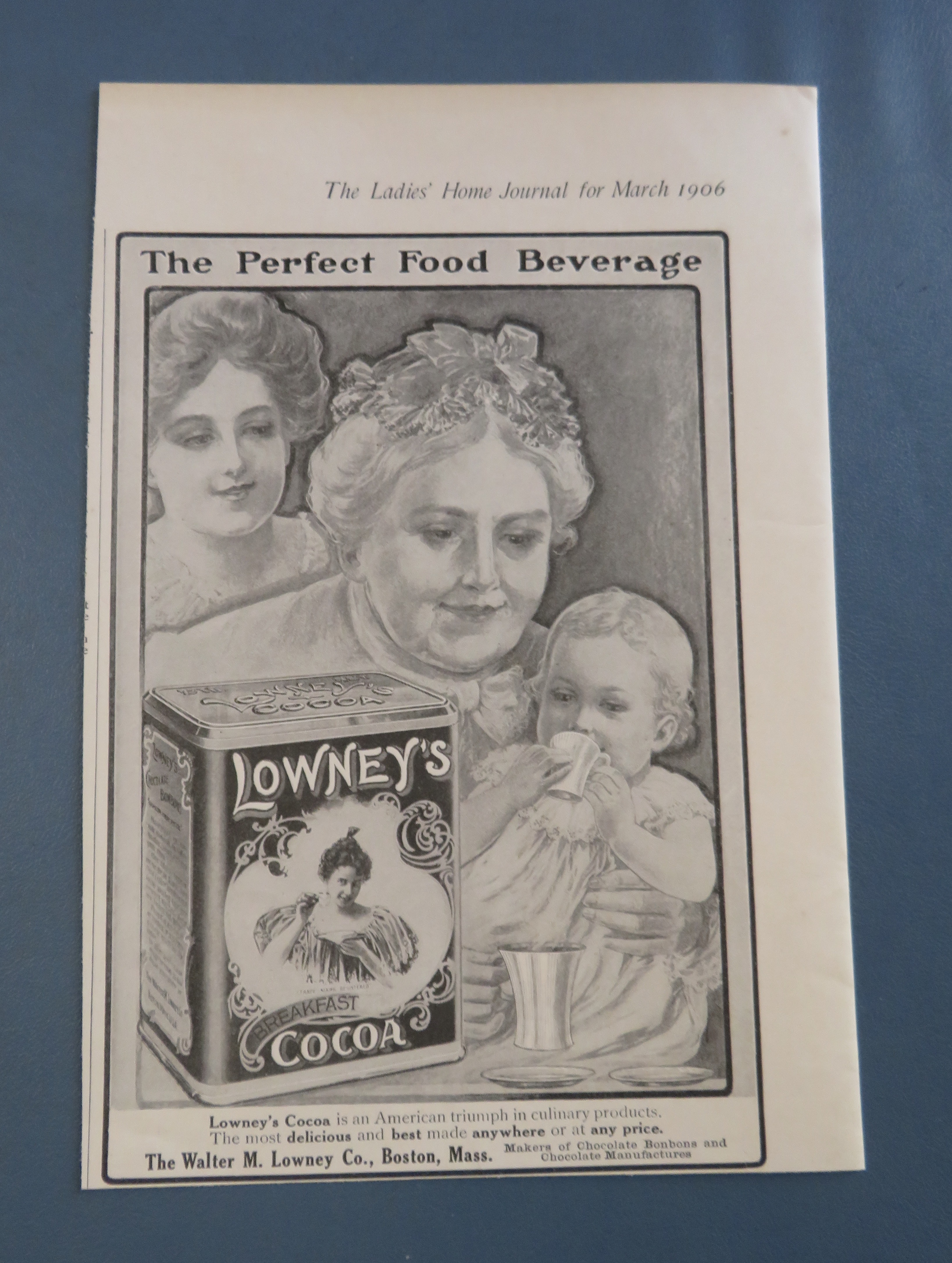 1906 Lowney's Cocoa with Little Child Drinking Cocoa