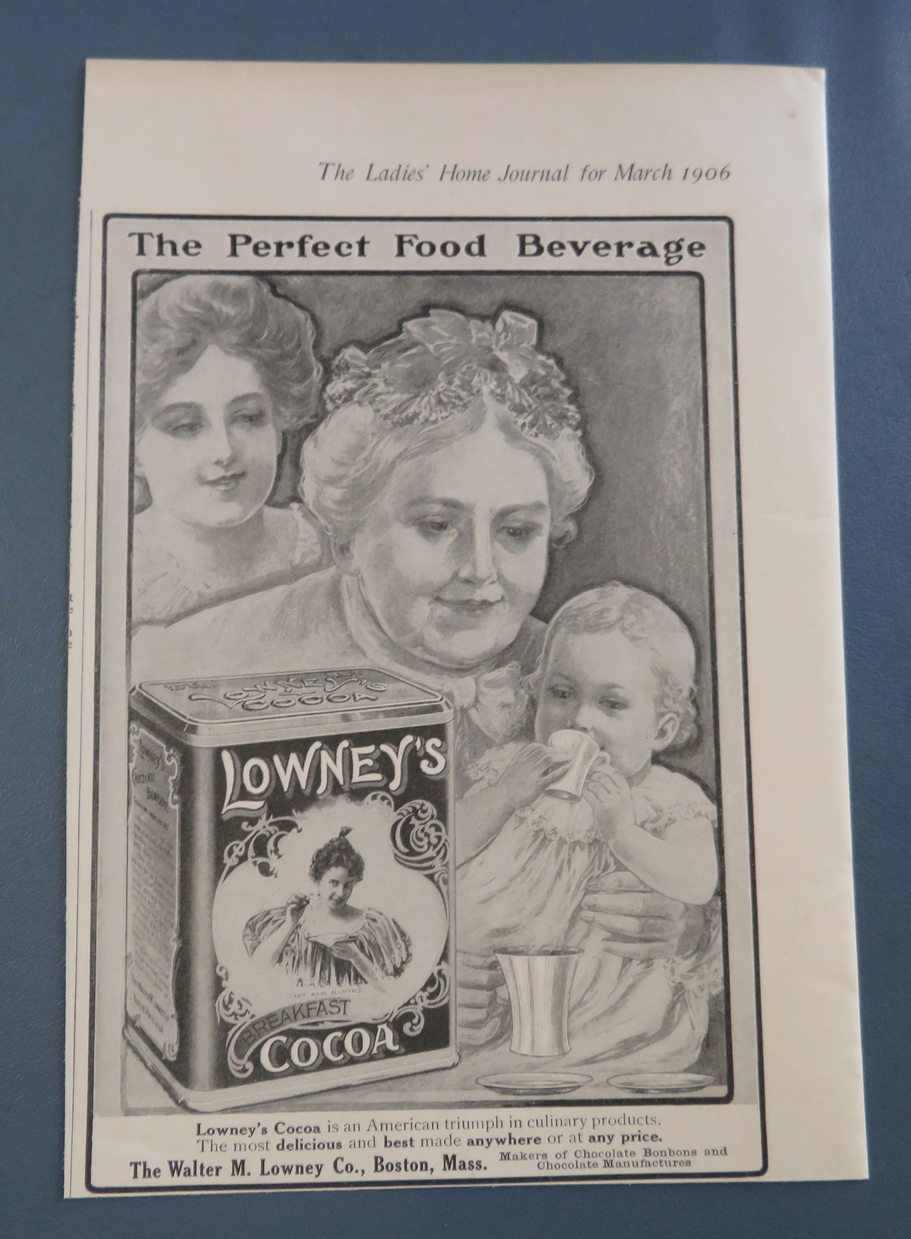 1906 Lowney's Cocoa with Little Child Drinking Cocoa