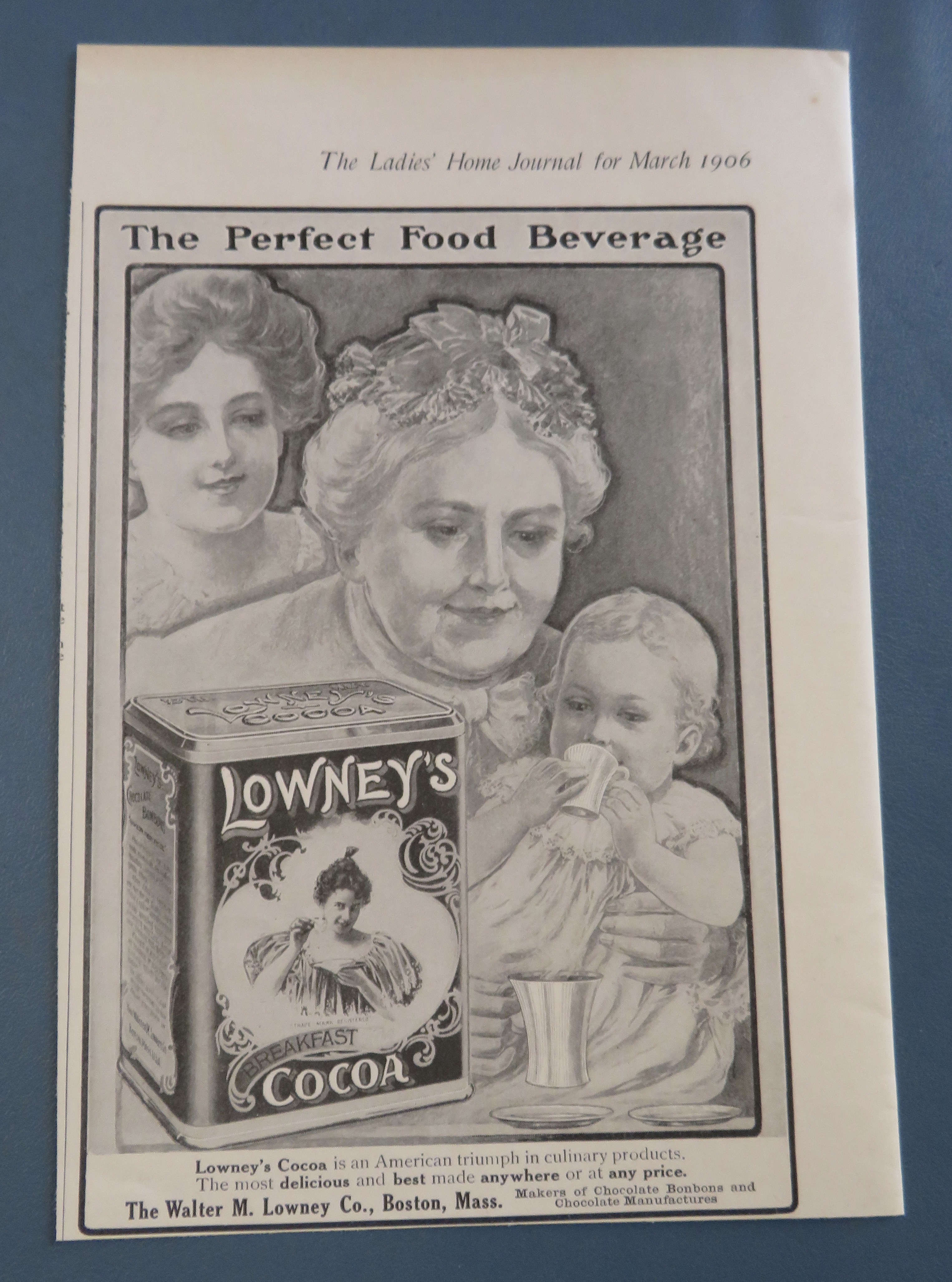 1906 Lowney's Cocoa with Little Child Drinking Cocoa