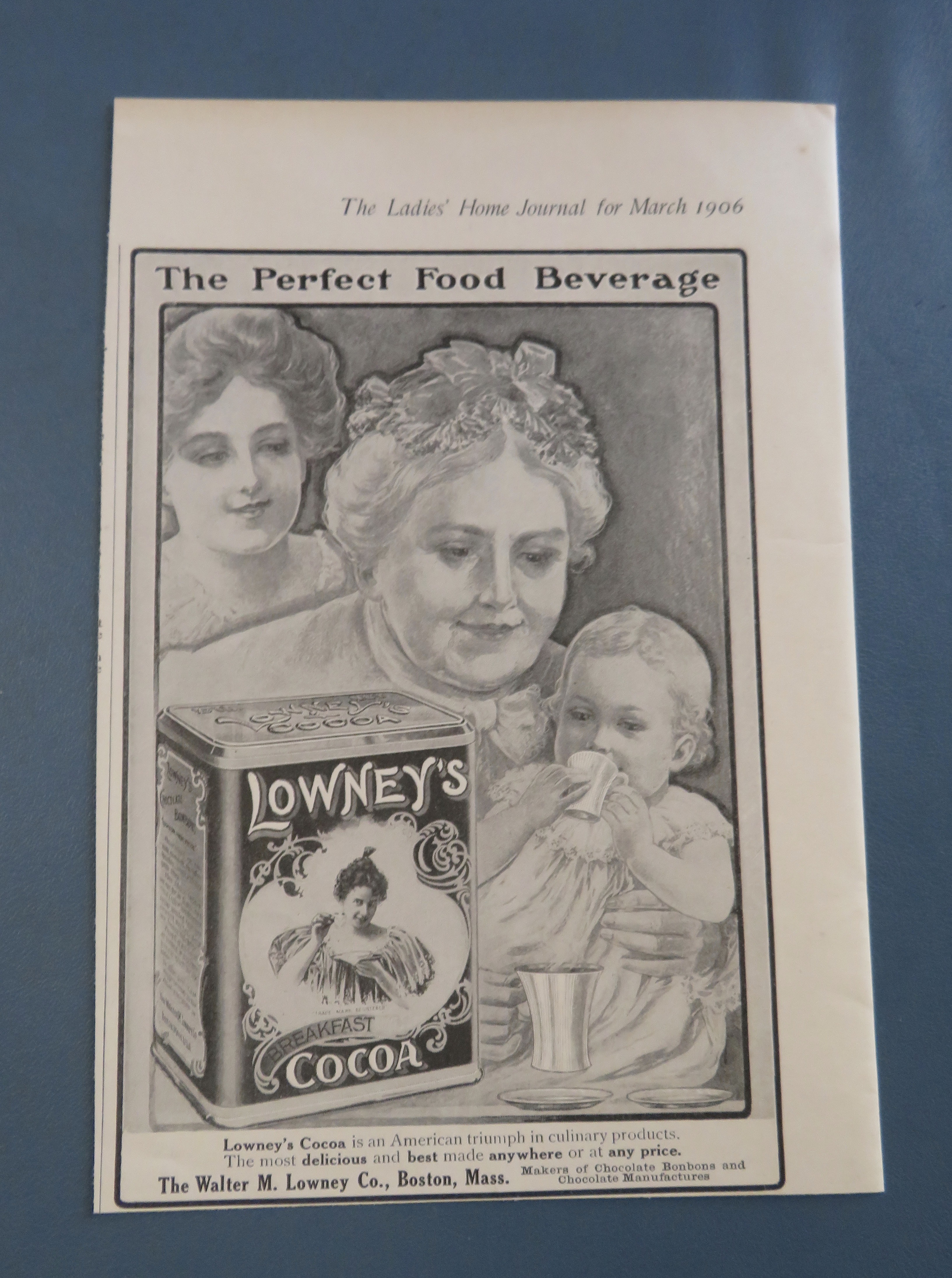 1906 Lowney's Cocoa with Little Child Drinking Cocoa