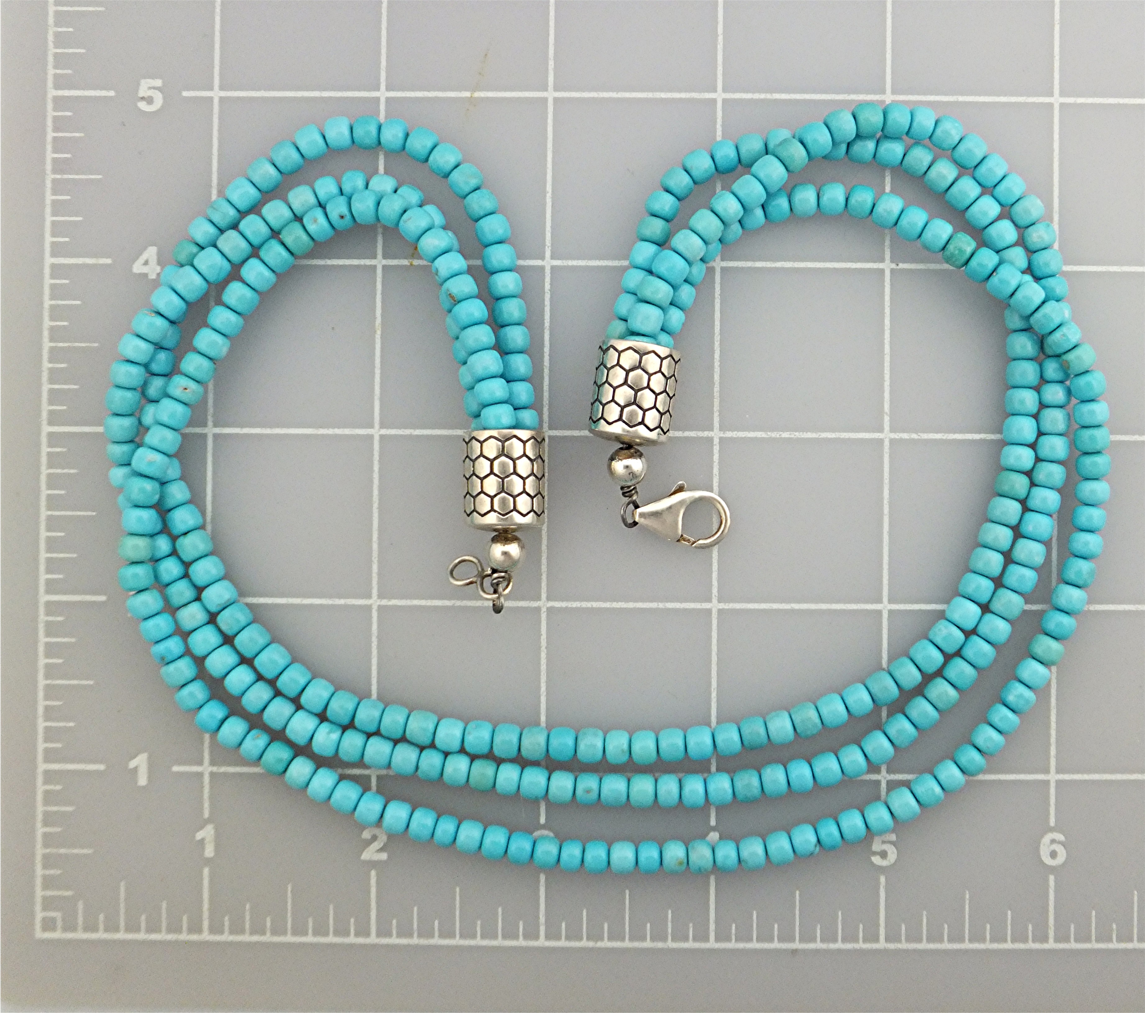 Navajo Sleeping Beauty Turquoise 3 Strands Sterling Sil