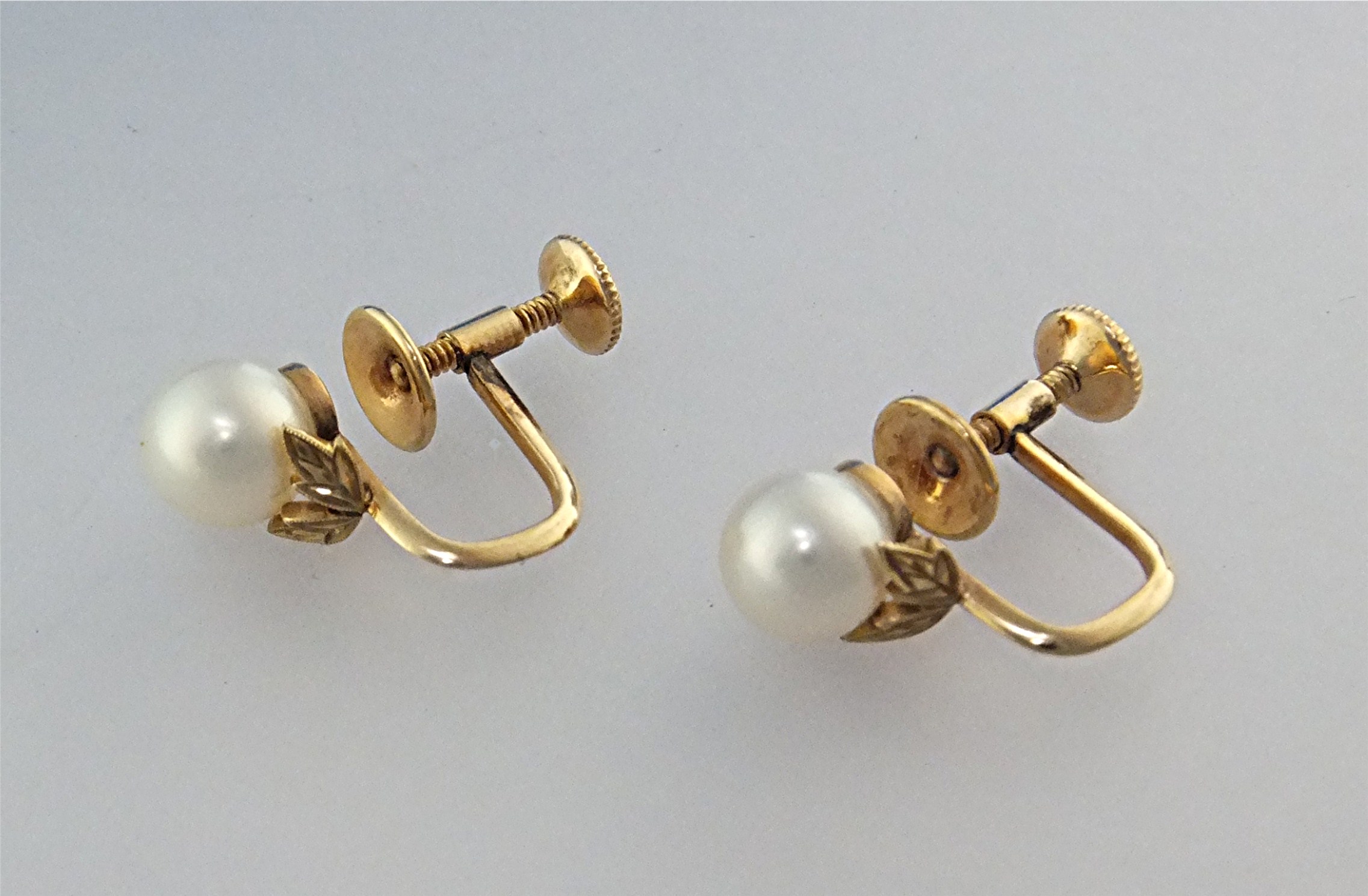Earrings 14K Gold Pearls MIKIMOTO in  Original Box