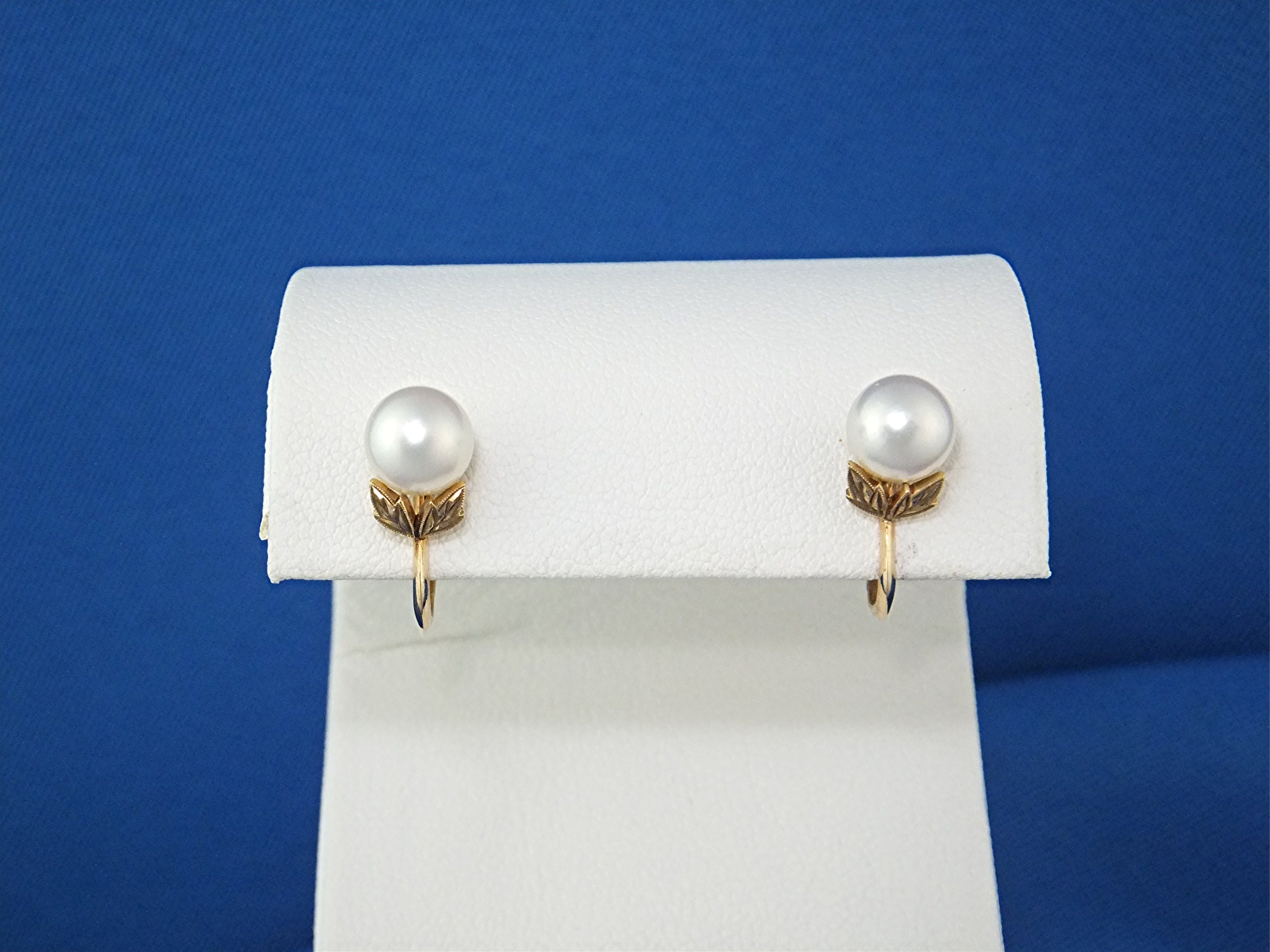 Earrings 14K Gold Pearls MIKIMOTO in  Original Box