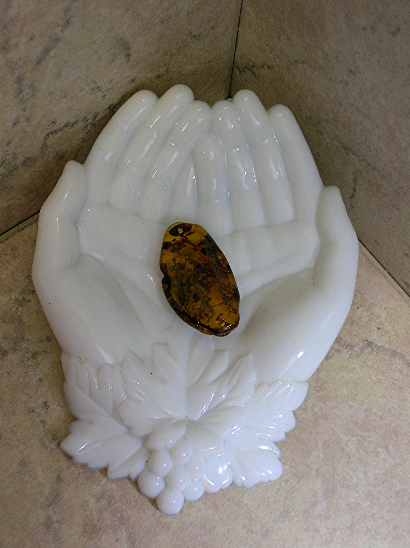 Baltic Amber Verdigree and Bugs Pendant