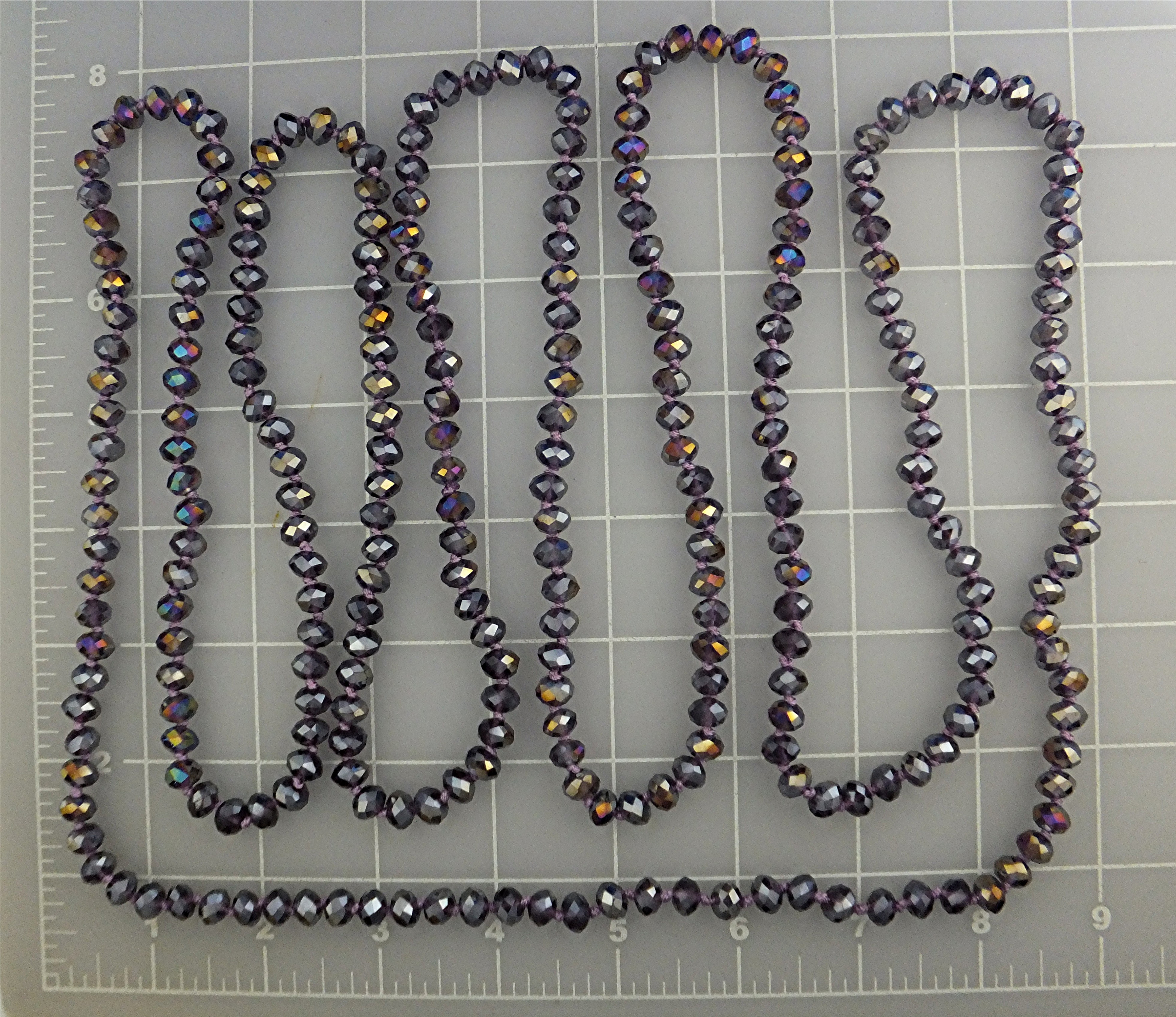 Necklace Crystal Lavender Faceted Beads Hand Knotted