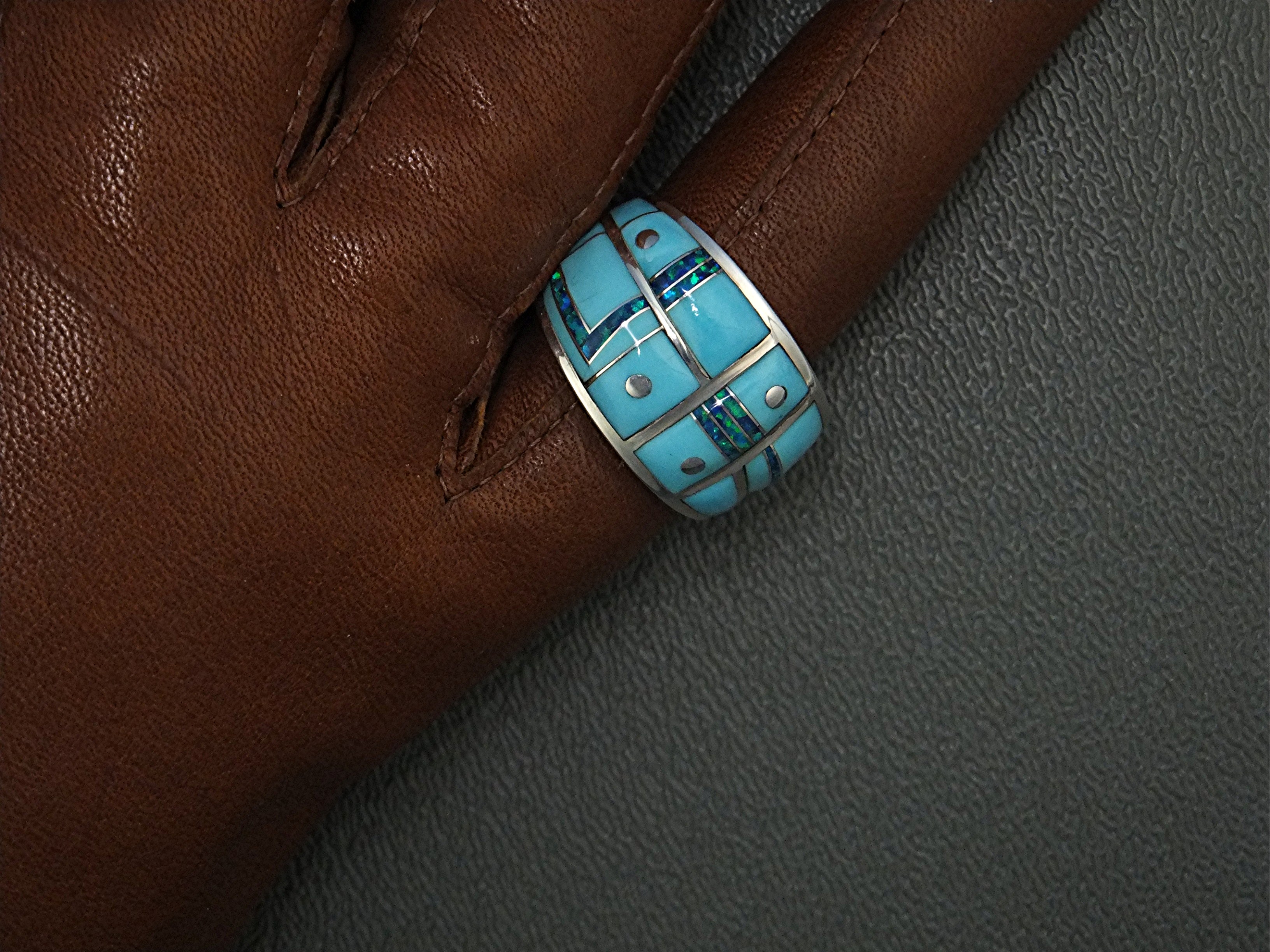 Ring Turquoise Opal Sterling Silver G.L.