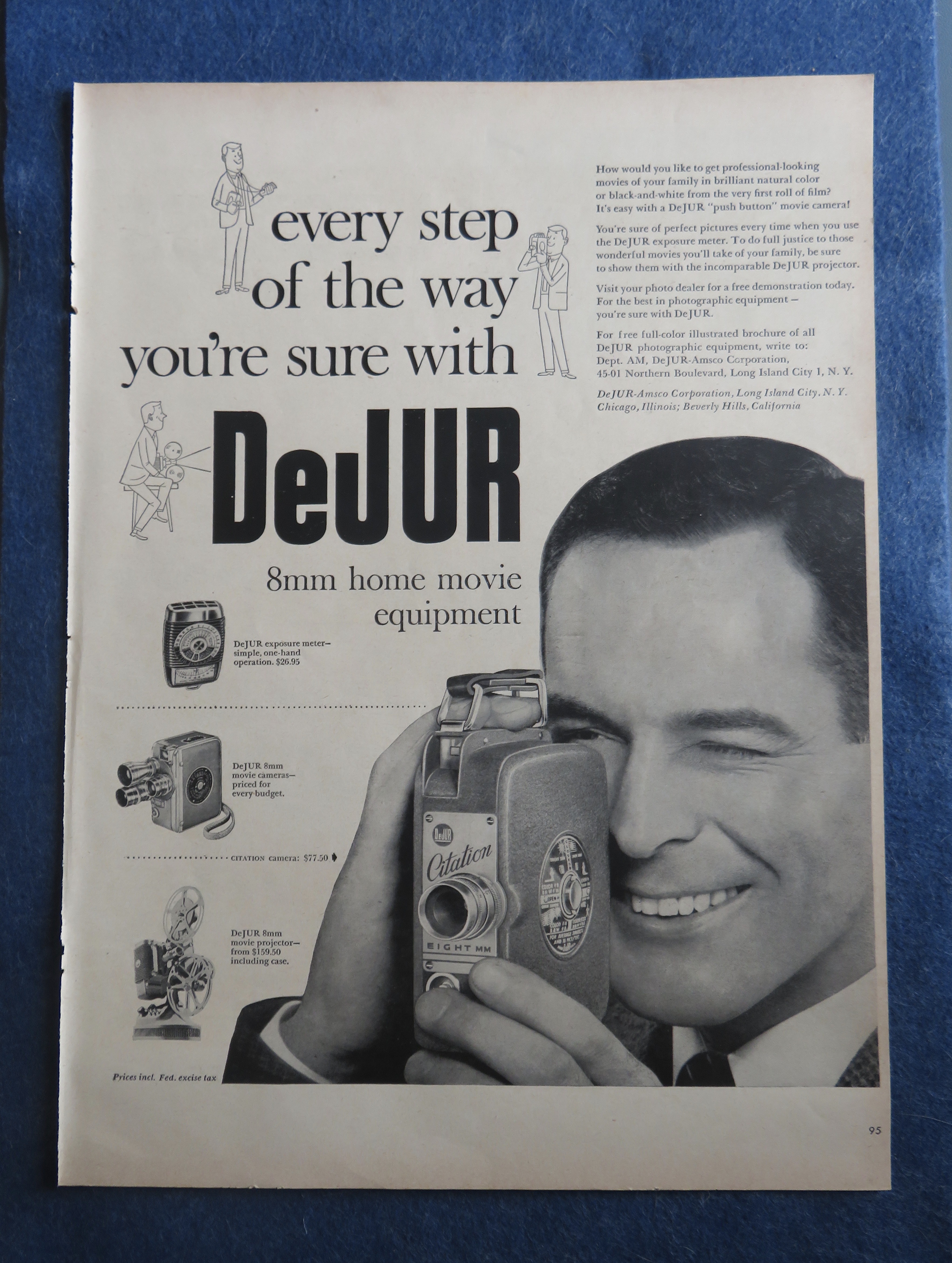 1954 DeJur 8mm Home Movie Equipment with Man