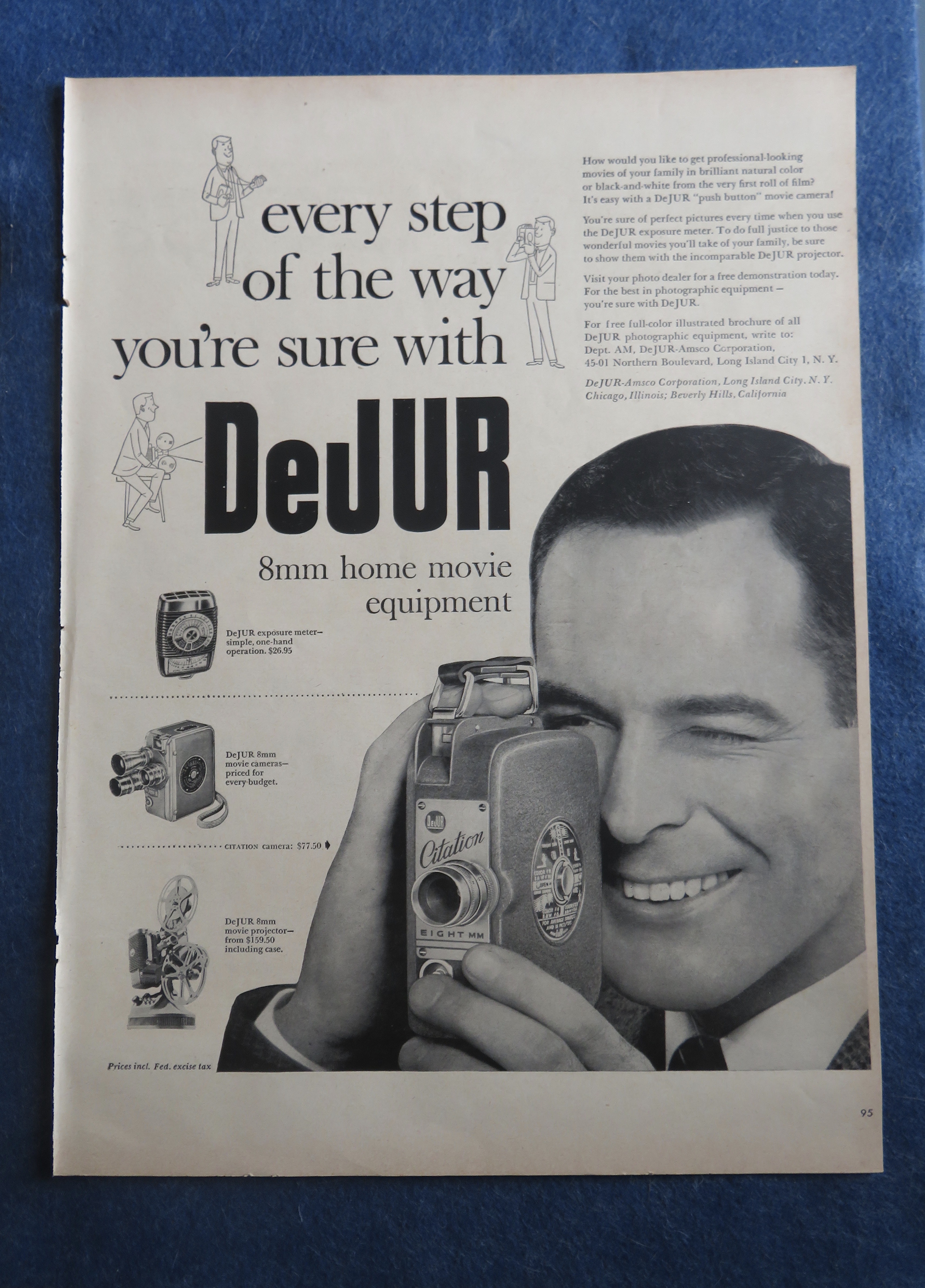 1954 DeJur 8mm Home Movie Equipment with Man