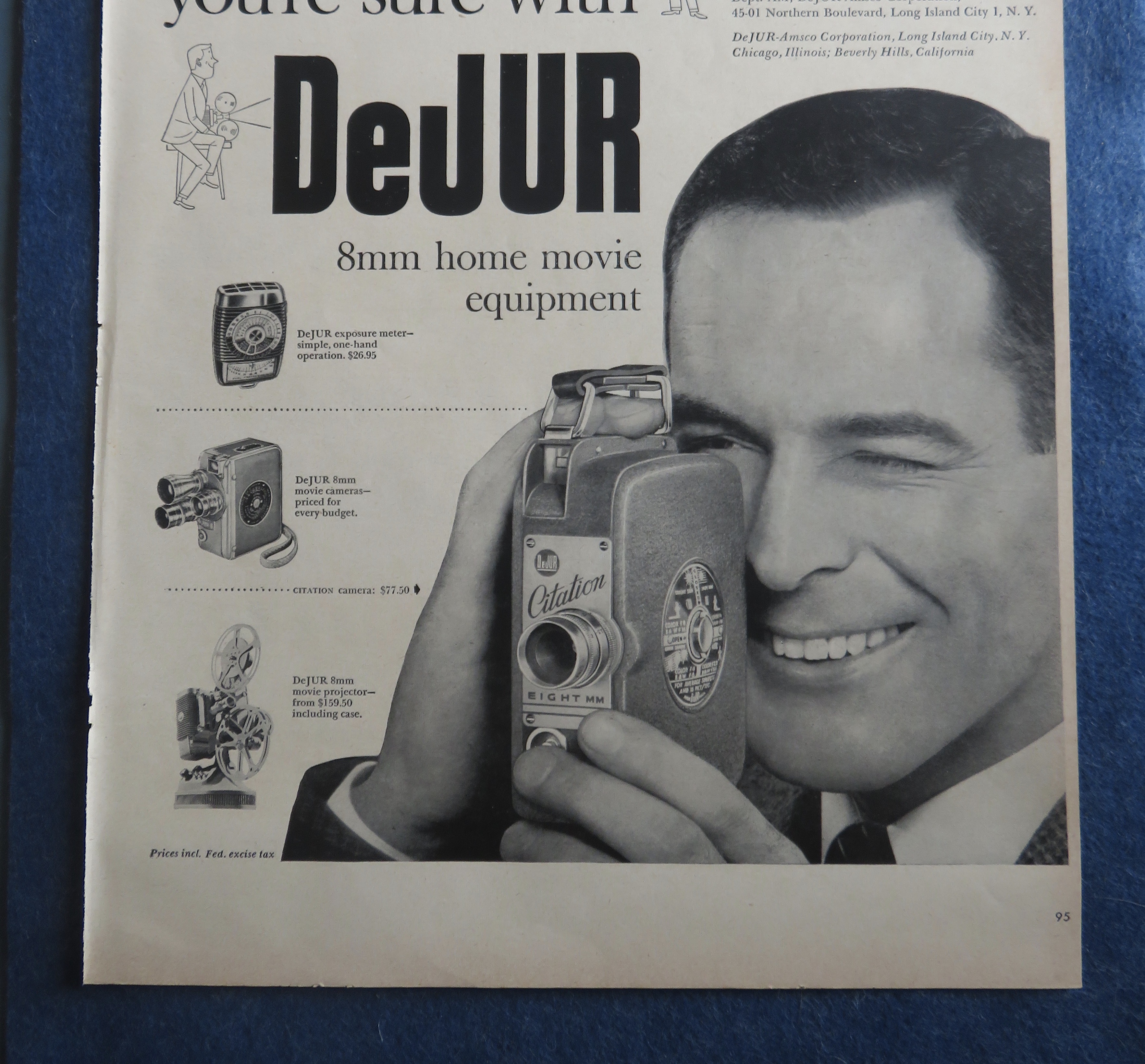 1954 DeJur 8mm Home Movie Equipment with Man