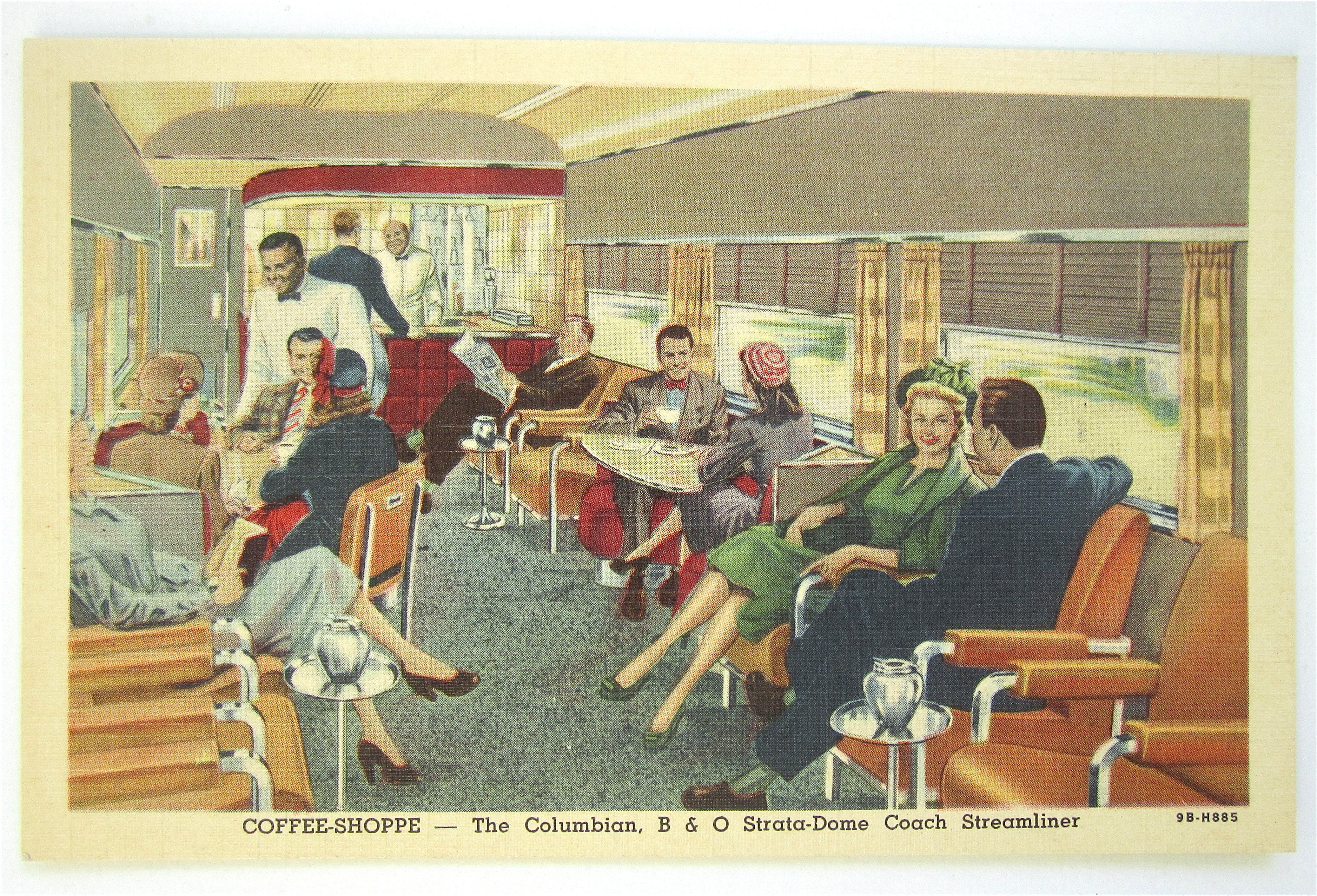 Coffee Shoppe-Columbian B & O Streamliner Postcard