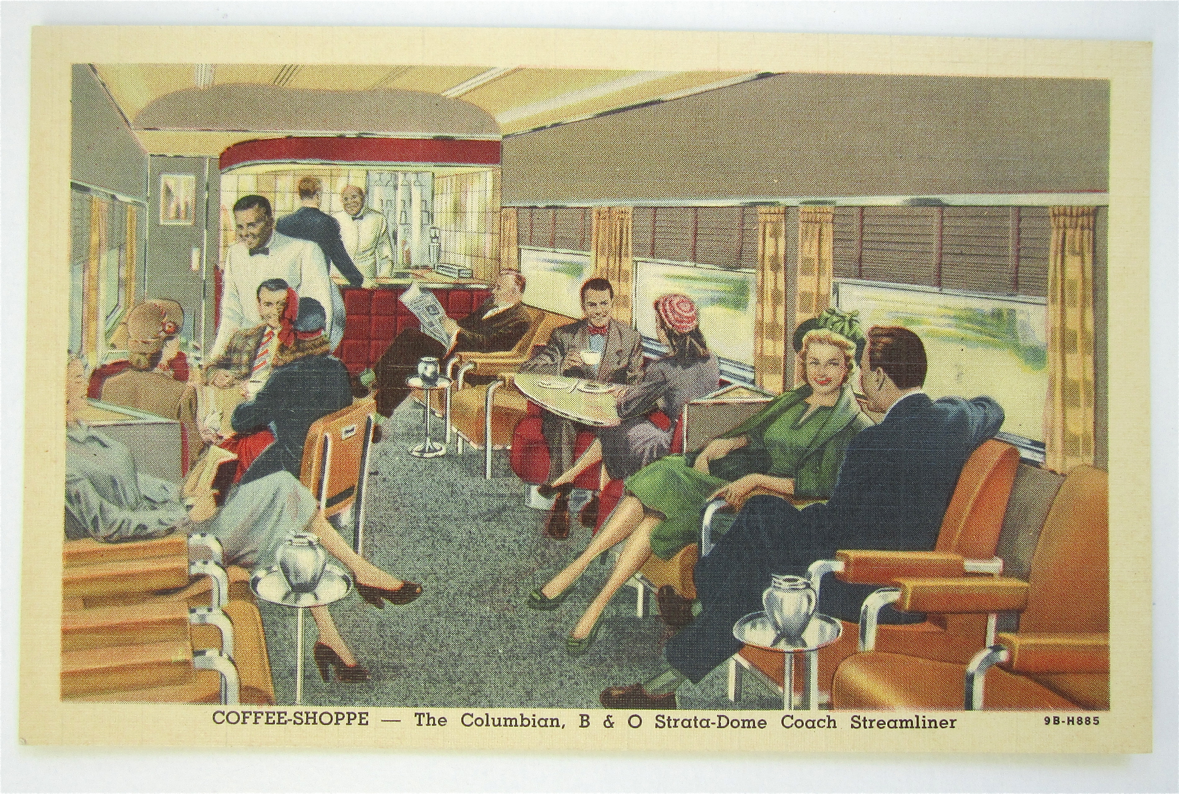 Coffee Shoppe-Columbian B & O Streamliner Postcard