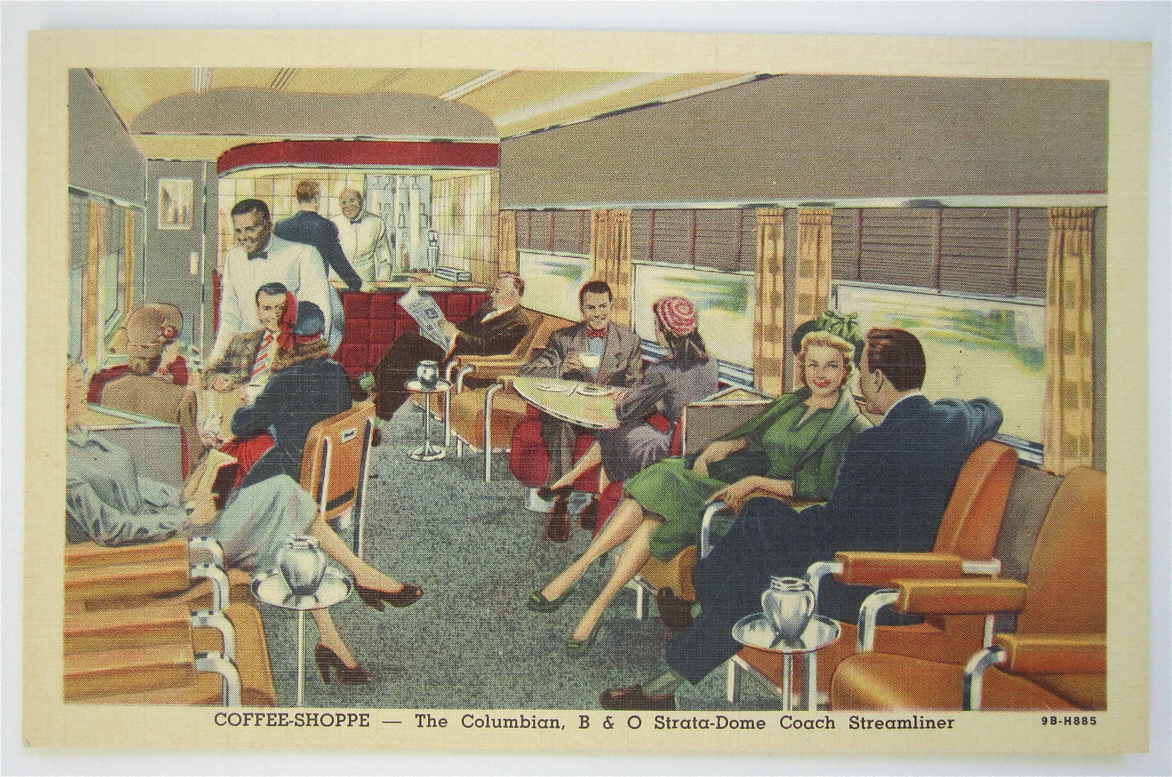 Coffee Shoppe-Columbian B & O Streamliner Postcard