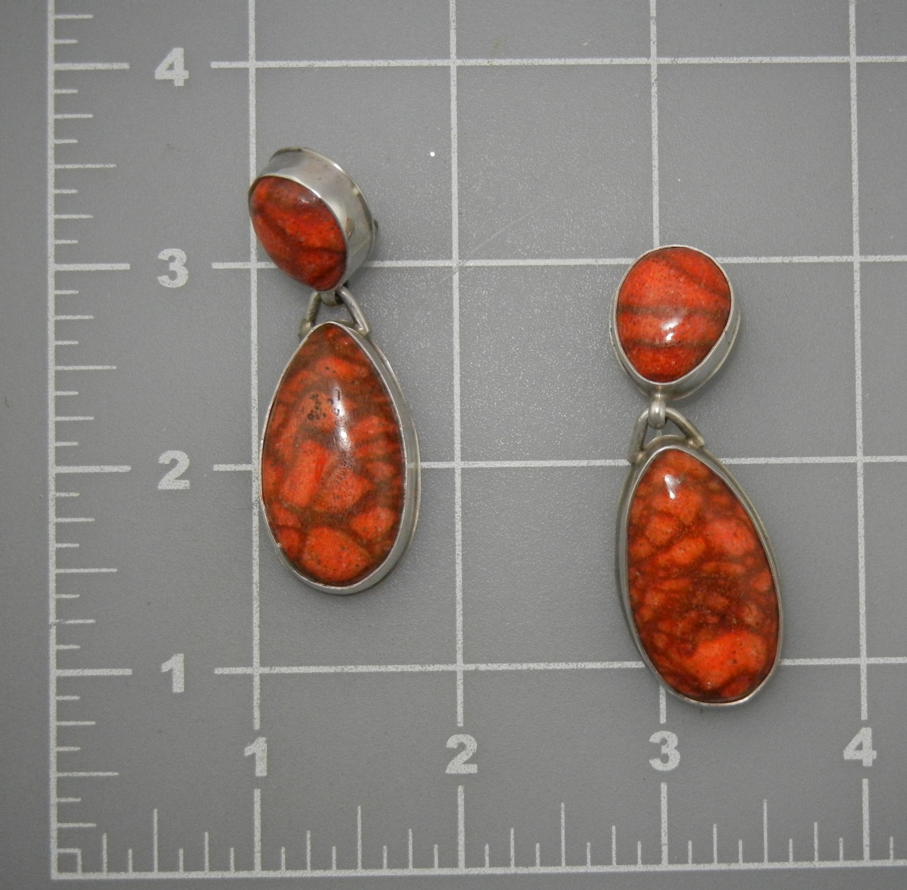 David Troutman Sterling Silver Apple Coral Clip Earring