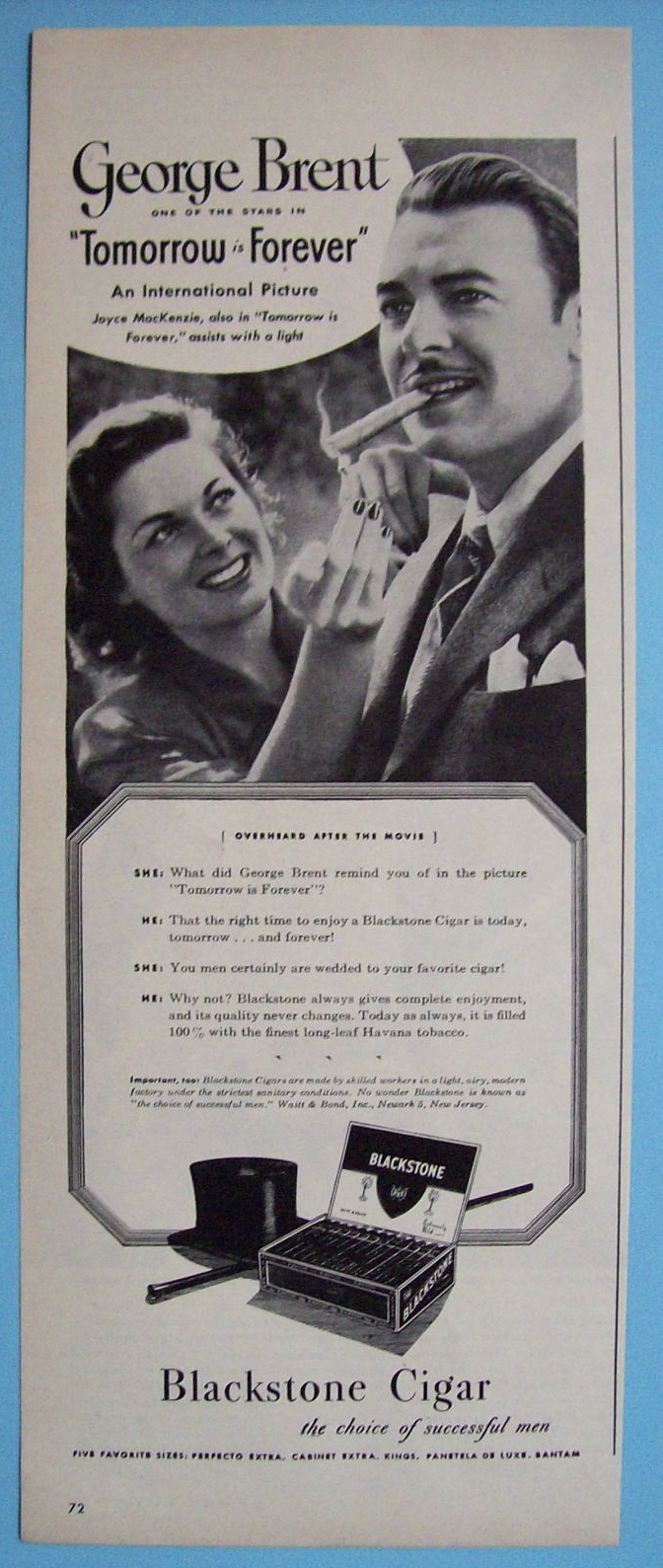Vintage Ad: 1945 Blackstone Cigars with George Brent