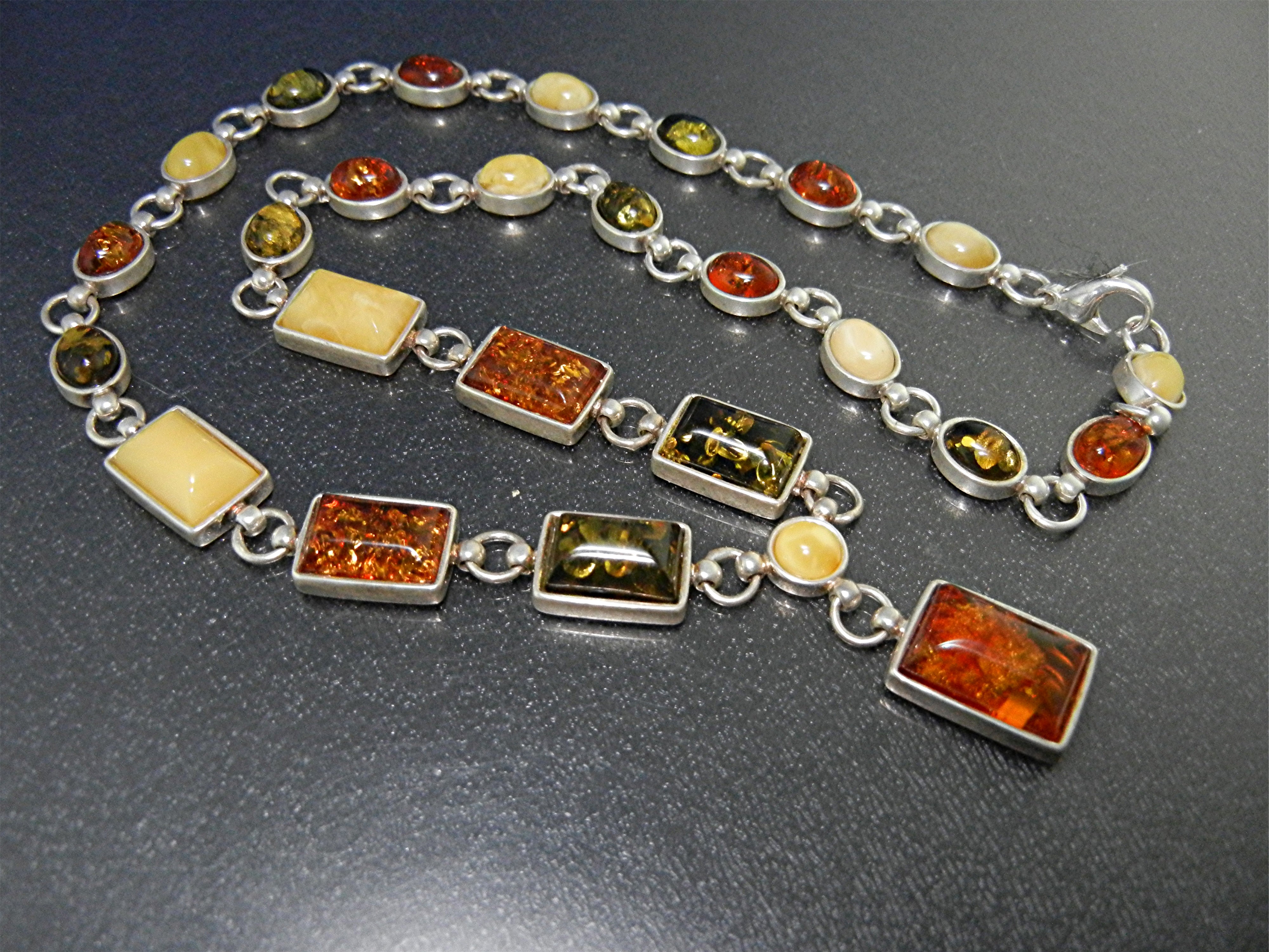 Baltic Amber Gold Green Butterscotch Sterling Silver Ne