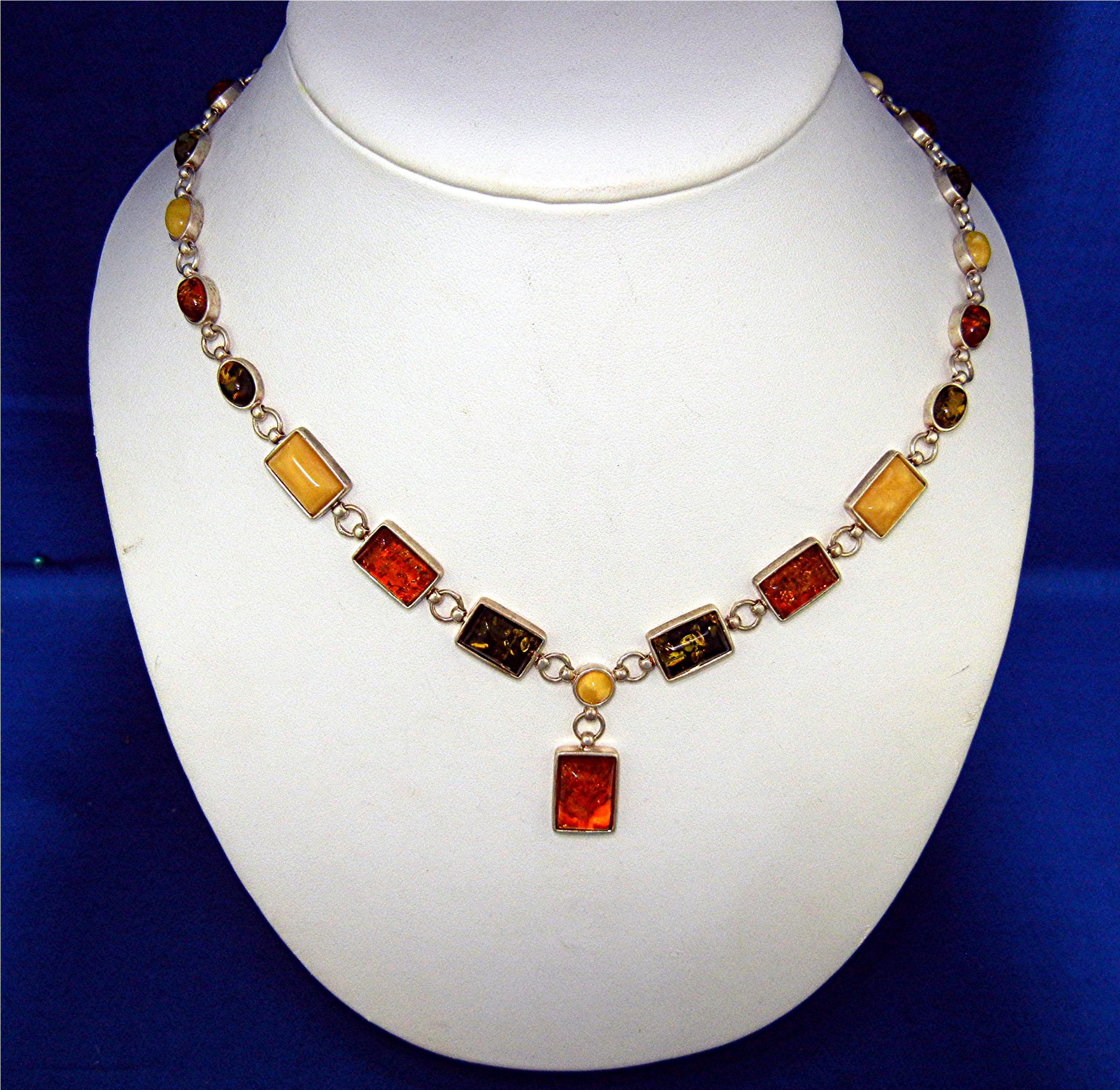 Baltic Amber Gold Green Butterscotch Sterling Silver Ne