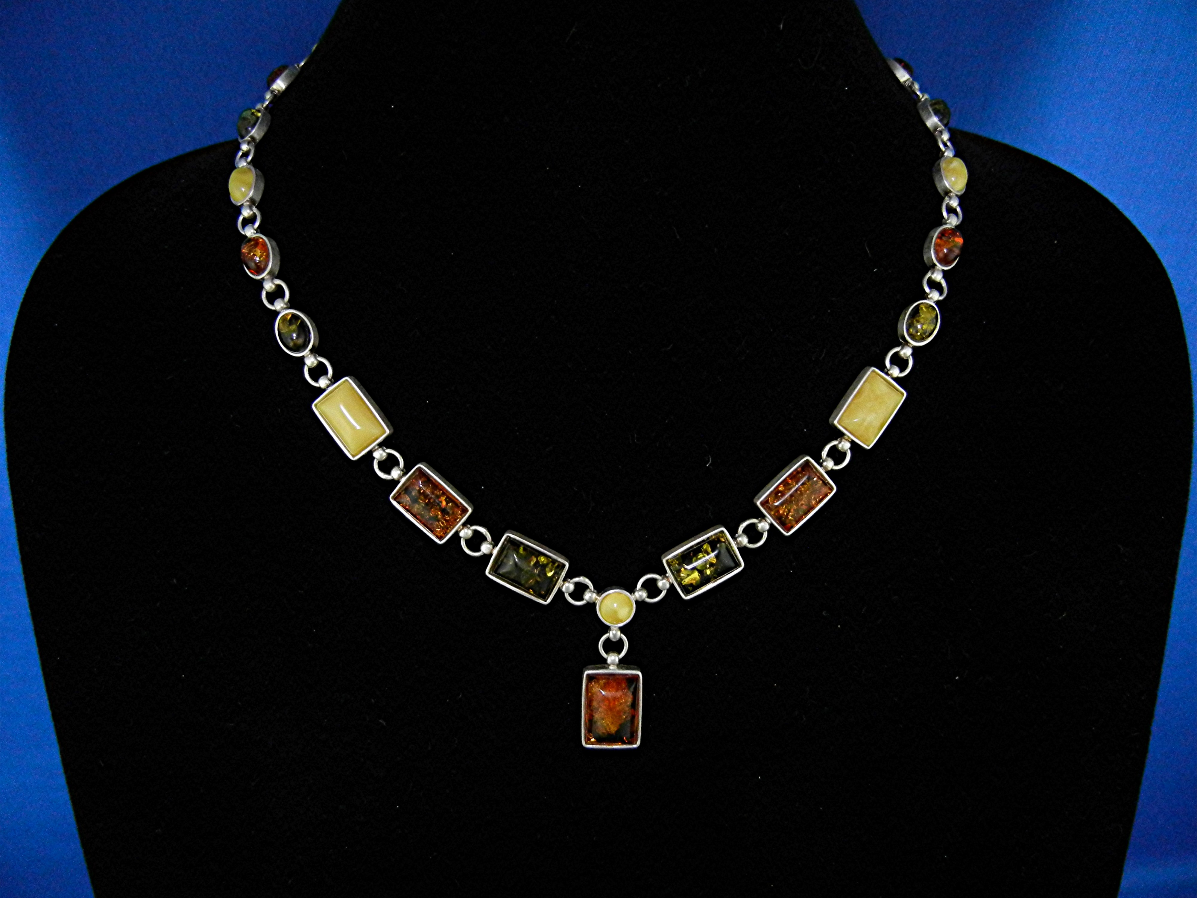 Baltic Amber Gold Green Butterscotch Sterling Silver Ne