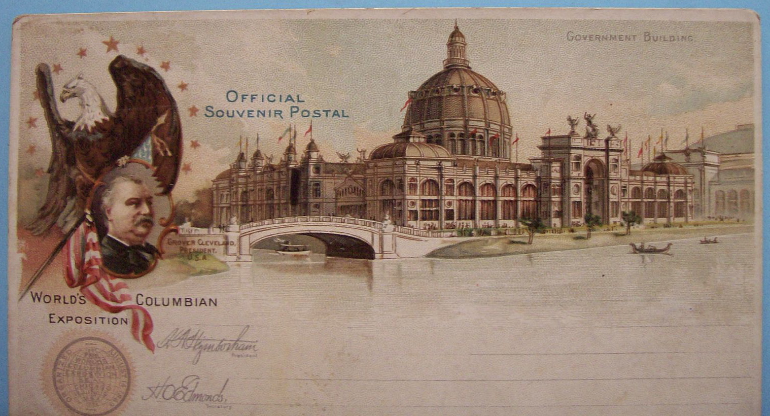 1893 Columbian Expo Government Building Postcard