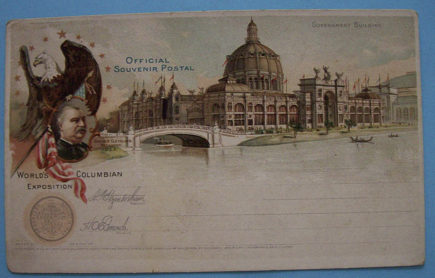 1893 Columbian Expo Government Building Postcard