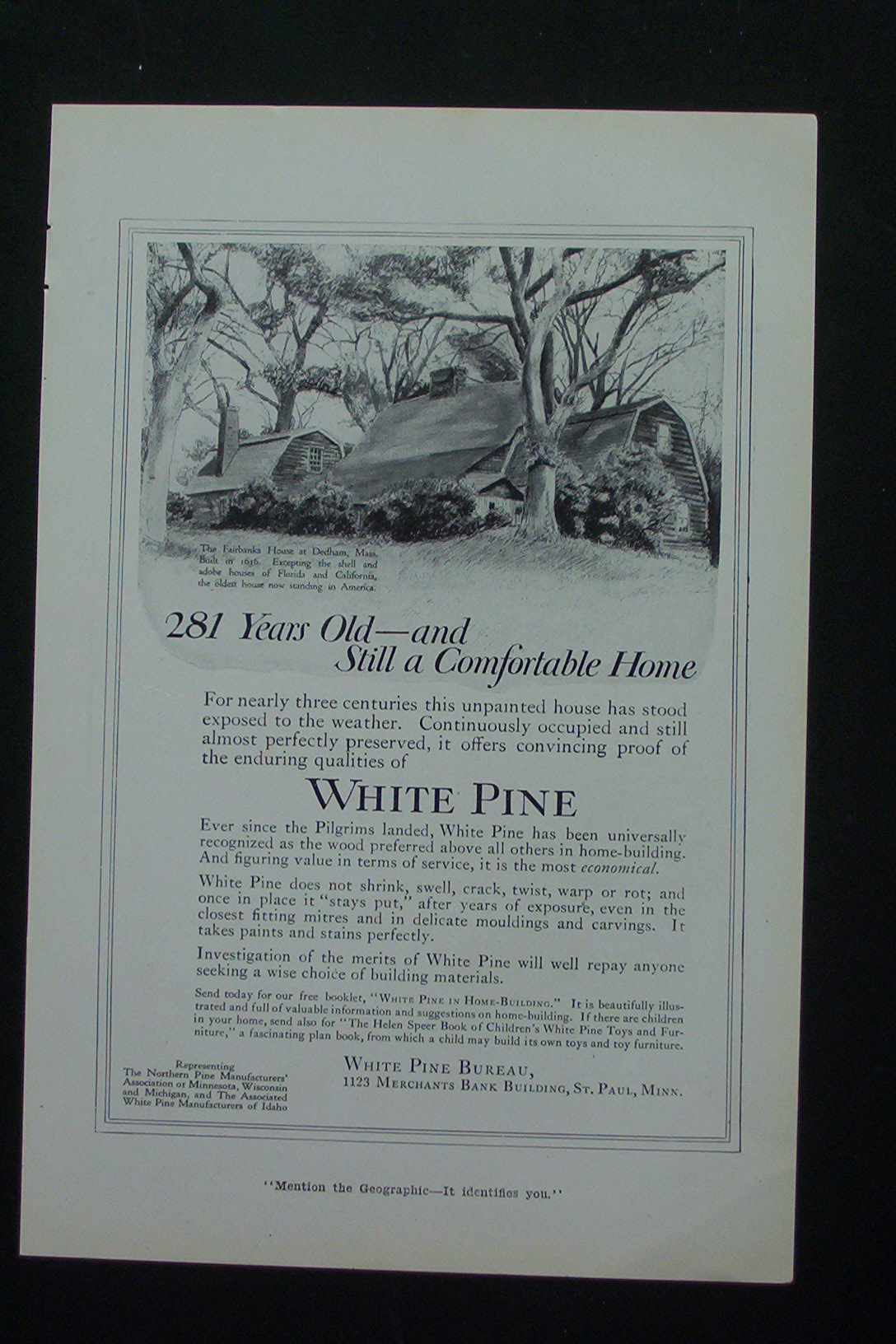 1917 White Pine with Fairbanks House