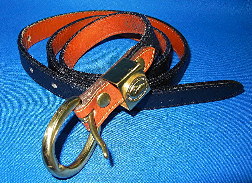 Belt Black Tan Leather Dooney Bourke Brass Buckle