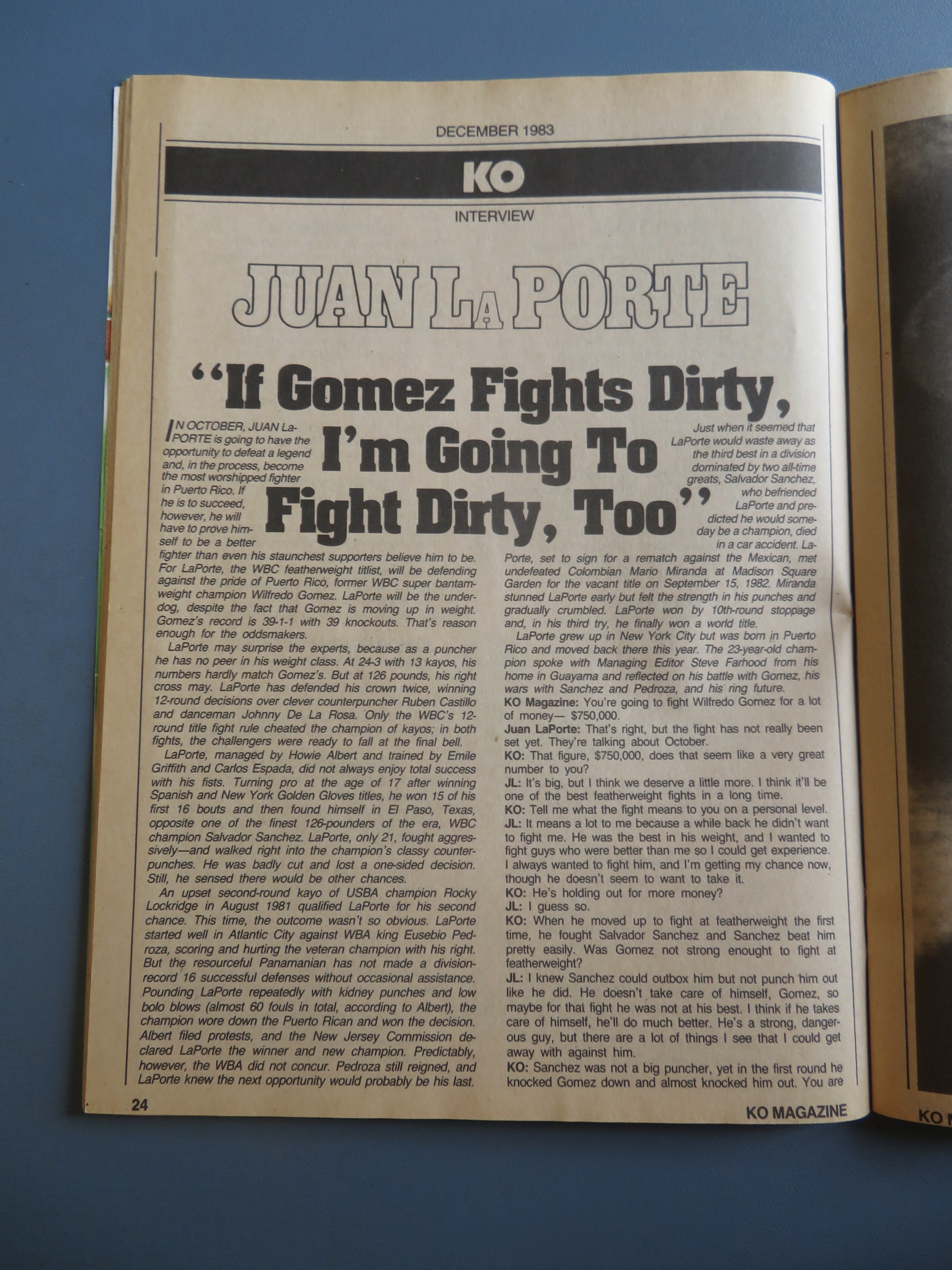 KO (Knock Out) Magazine December 1983 Hagler - Duran