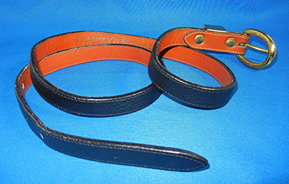 Belt Black Tan Leather Dooney Bourke Brass Buckle