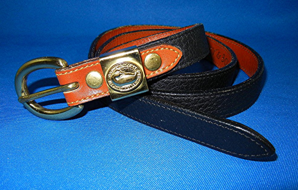 Belt Black Tan Leather Dooney Bourke Brass Buckle