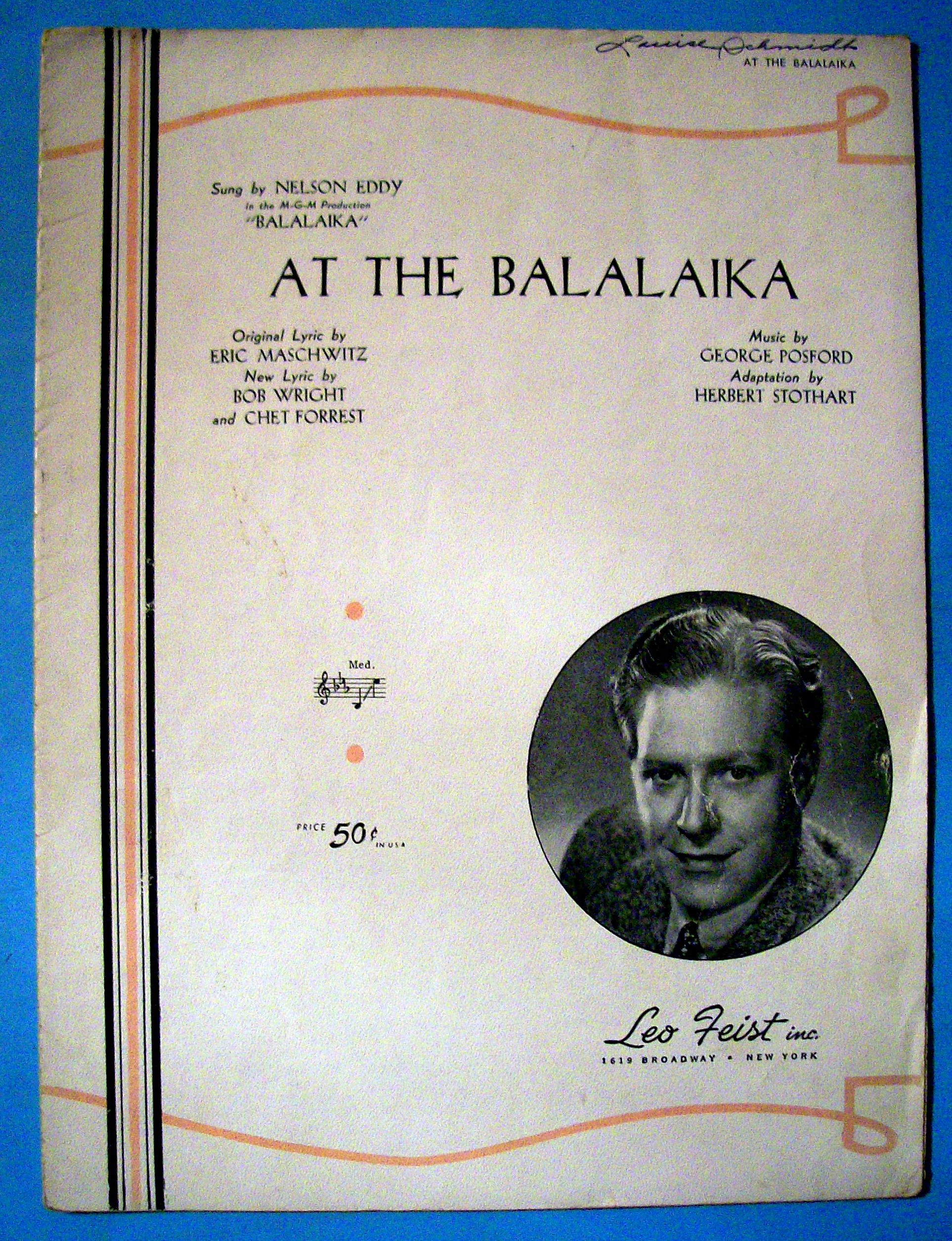 Sheet Music For 1939 At The Balalaika