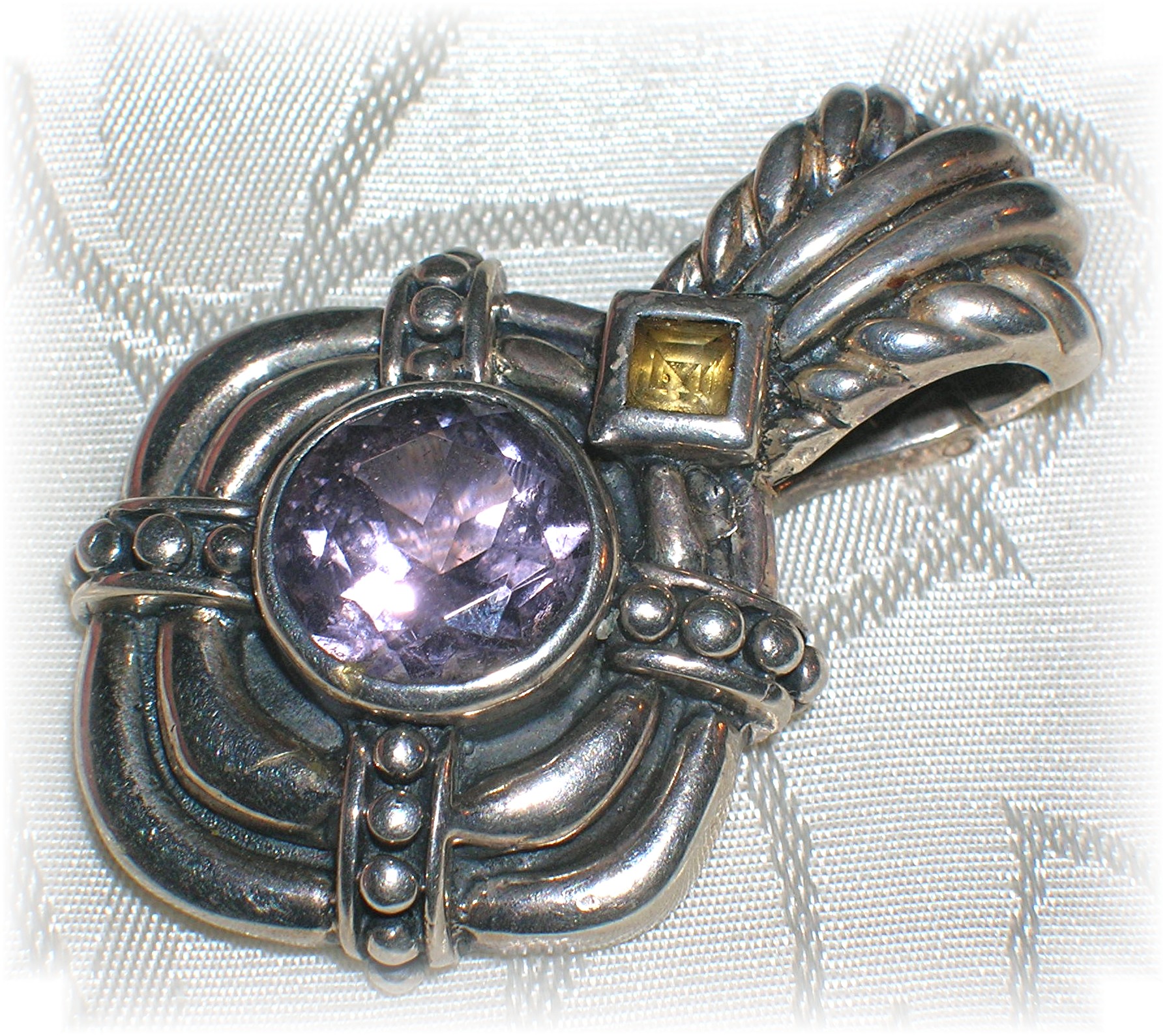 Sterling Silver Amethyst & Citrine Pendant..