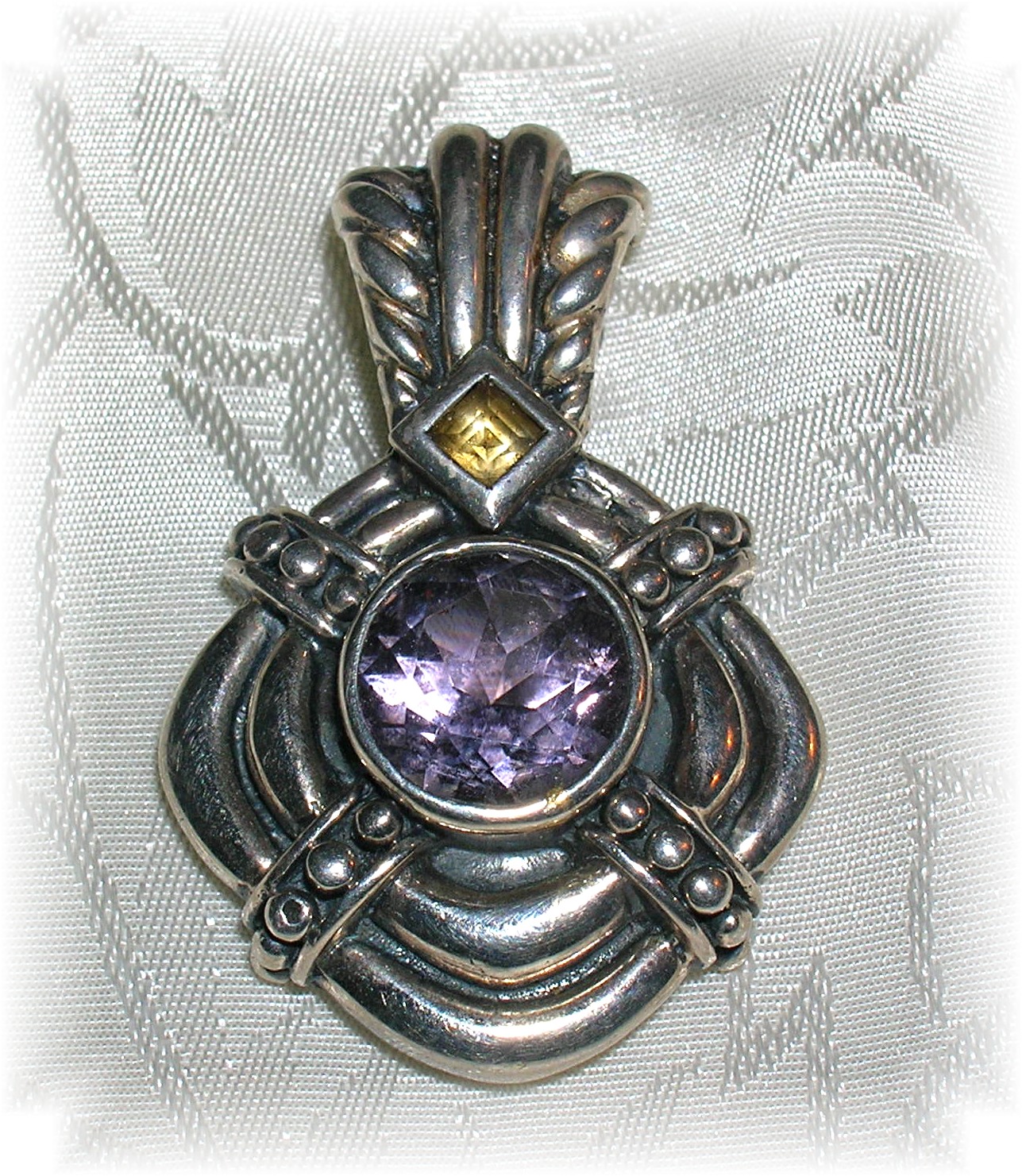 Sterling Silver Amethyst & Citrine Pendant..