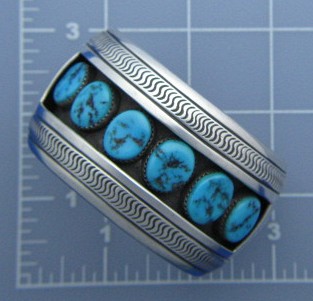 Navajo Sterling Silver Turquoise Cuff Johnson Yazzie