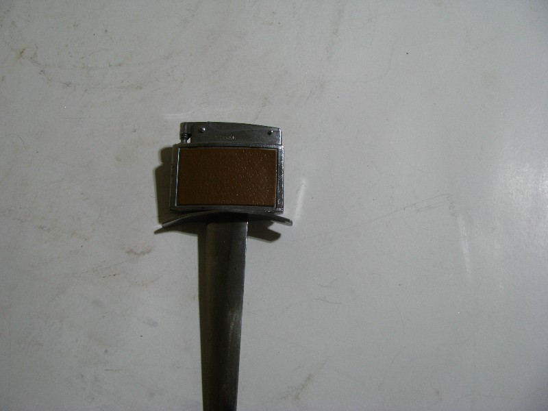 Vintage Metal and Faux Leather Desk Lighter Letter Opener Combination