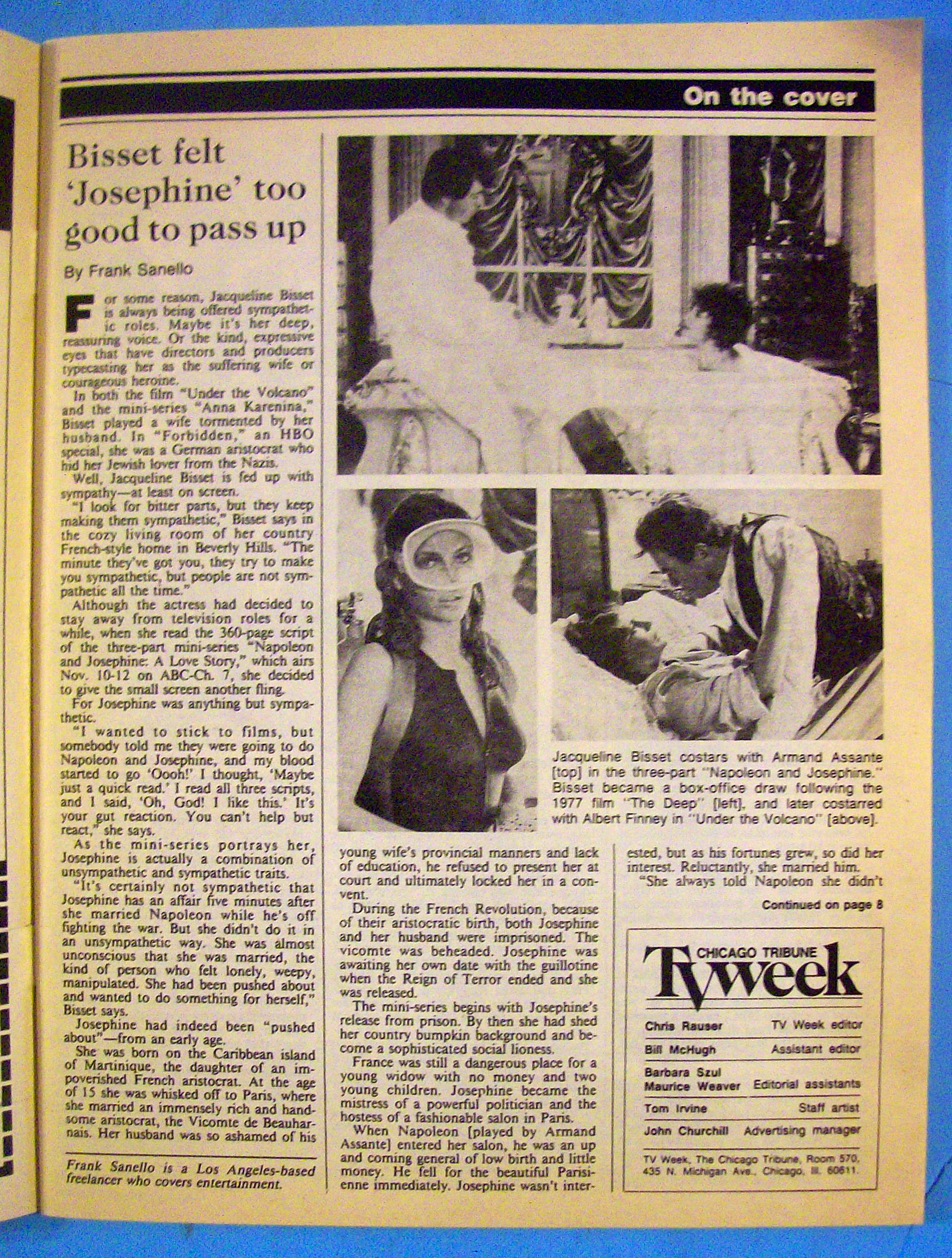 TV Week November 8-14, 1987 Napoleon & Josephine