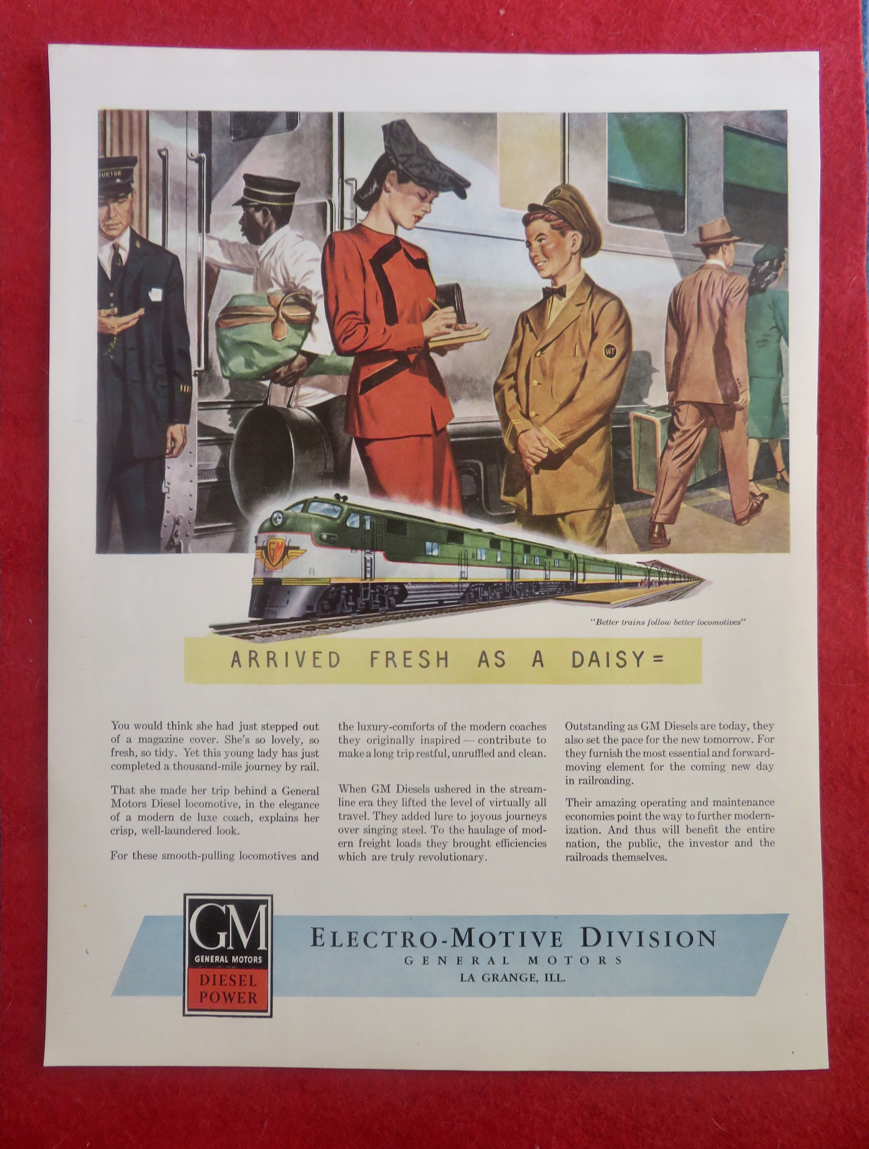 1950's General Motors Locomotives with Woman & Boy