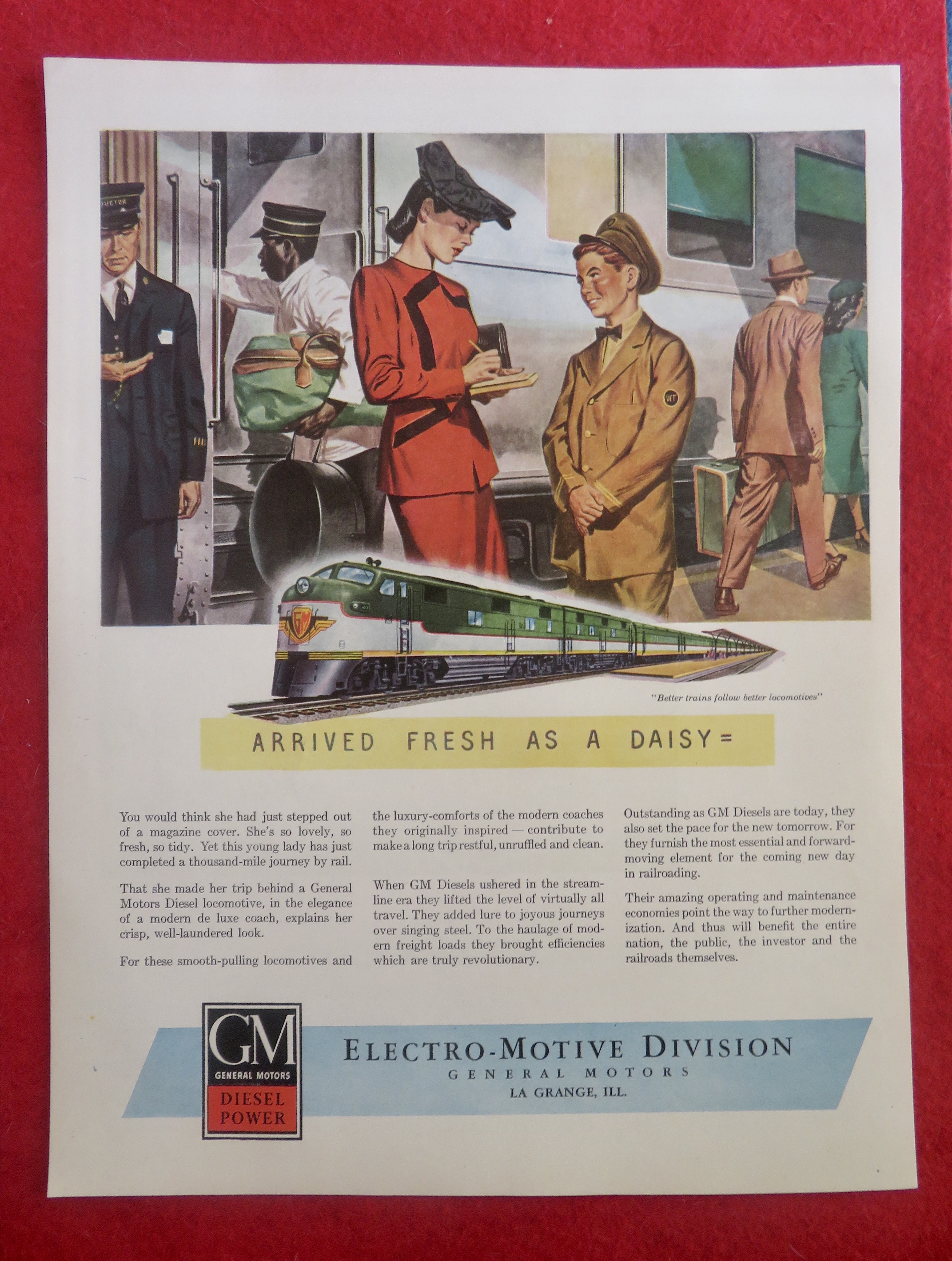 1950's General Motors Locomotives with Woman & Boy