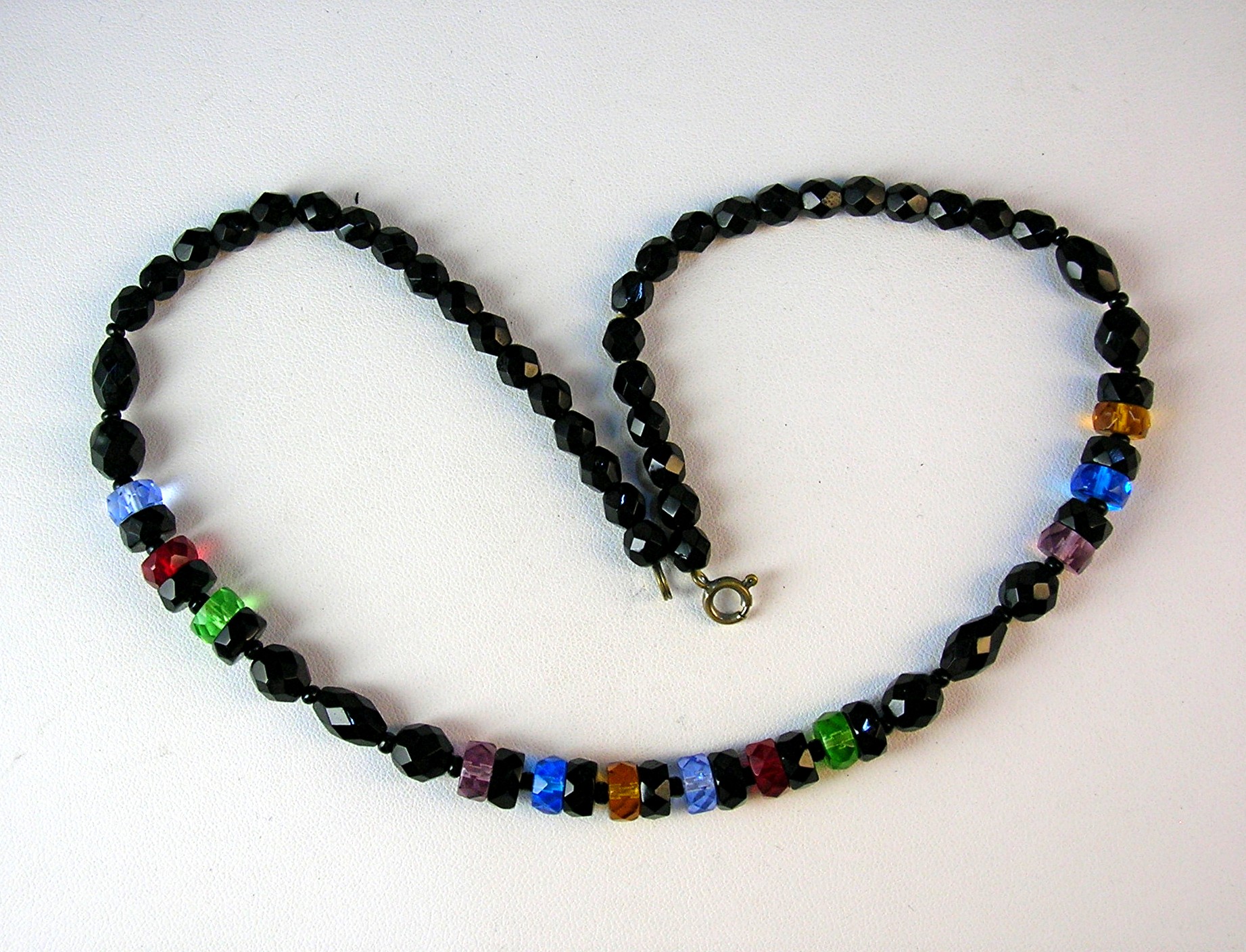 17 Inch Black/RedGreen/Amber/Blue Glass Beads