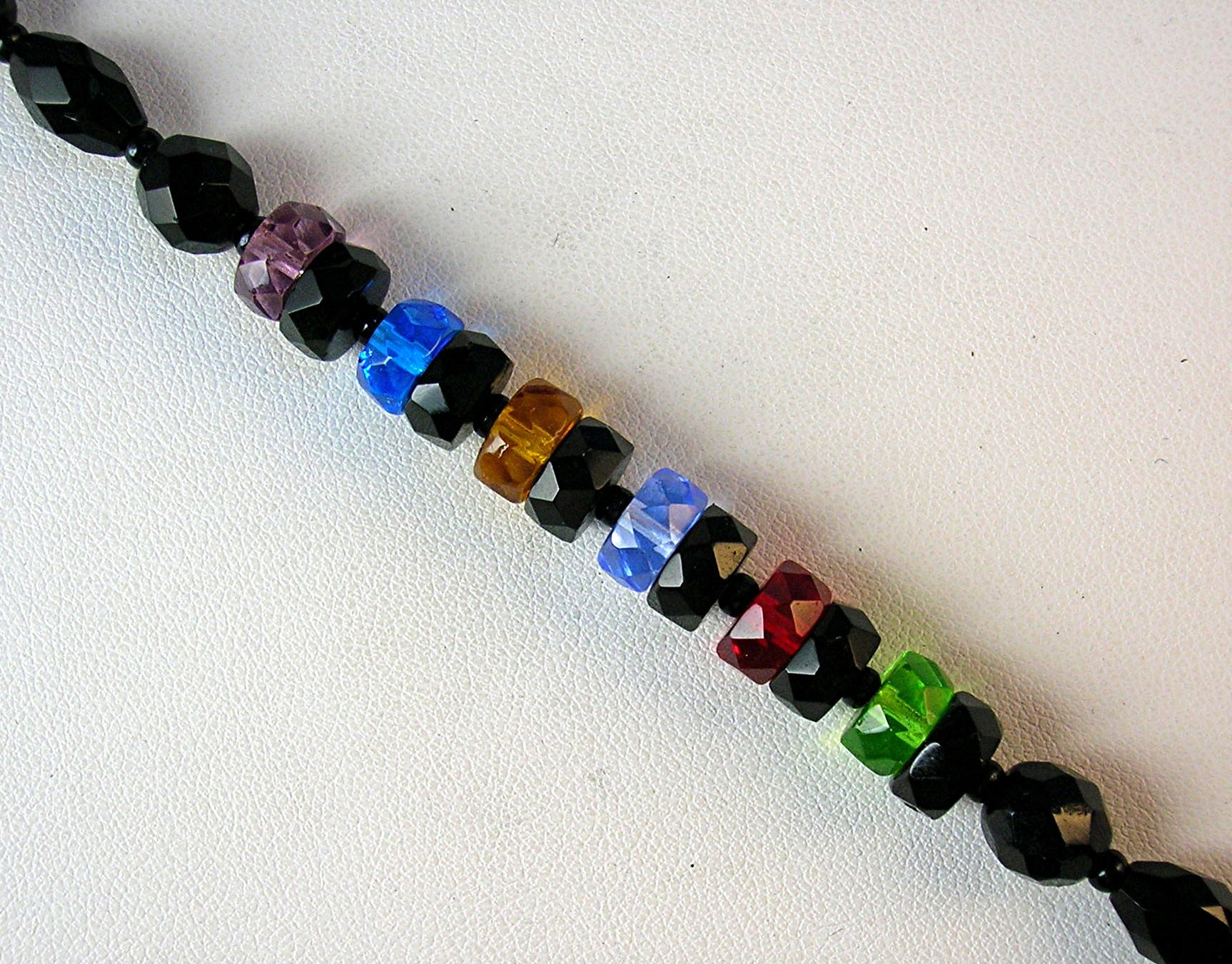 17 Inch Black/RedGreen/Amber/Blue Glass Beads