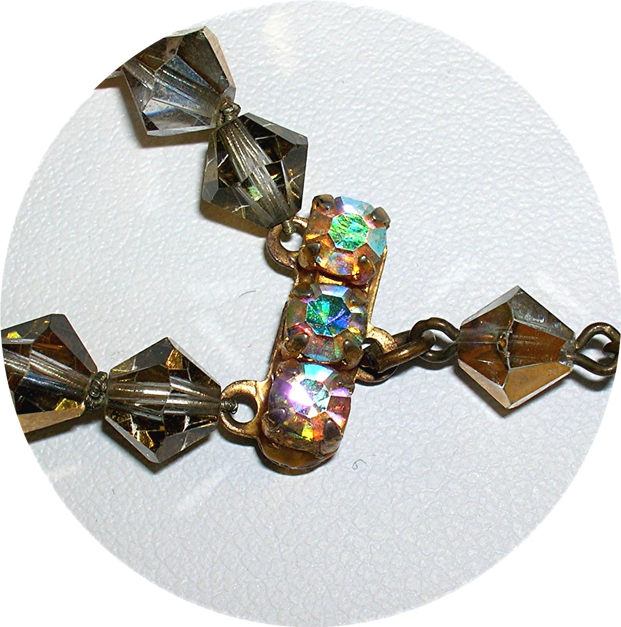 Crystal Necklace, gold faceted 2 strand