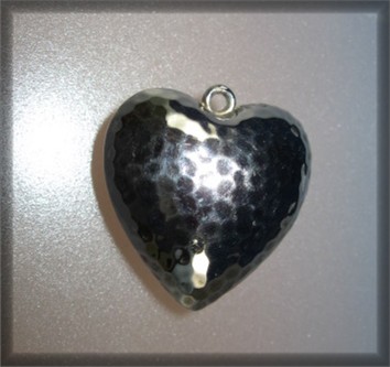 Silver Puffy Heart Dimpled Pendant