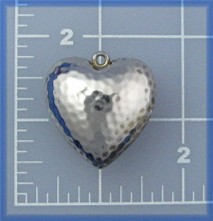 Silver Puffy Heart Dimpled Pendant