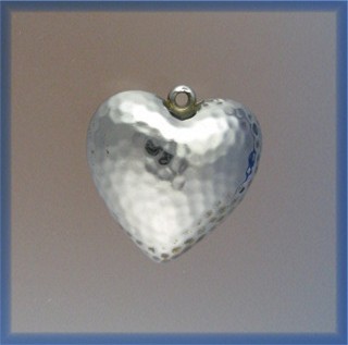 Silver Puffy Heart Dimpled Pendant