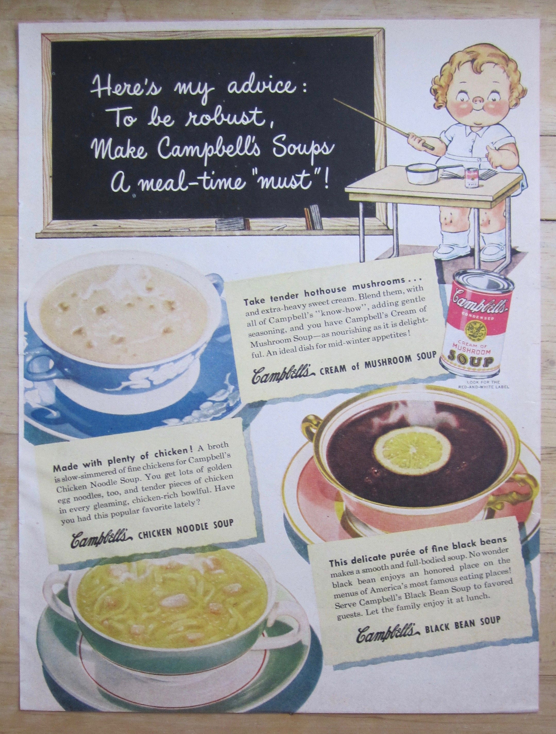 1948 Campbell's Soups with Campbell's Kid Teacher