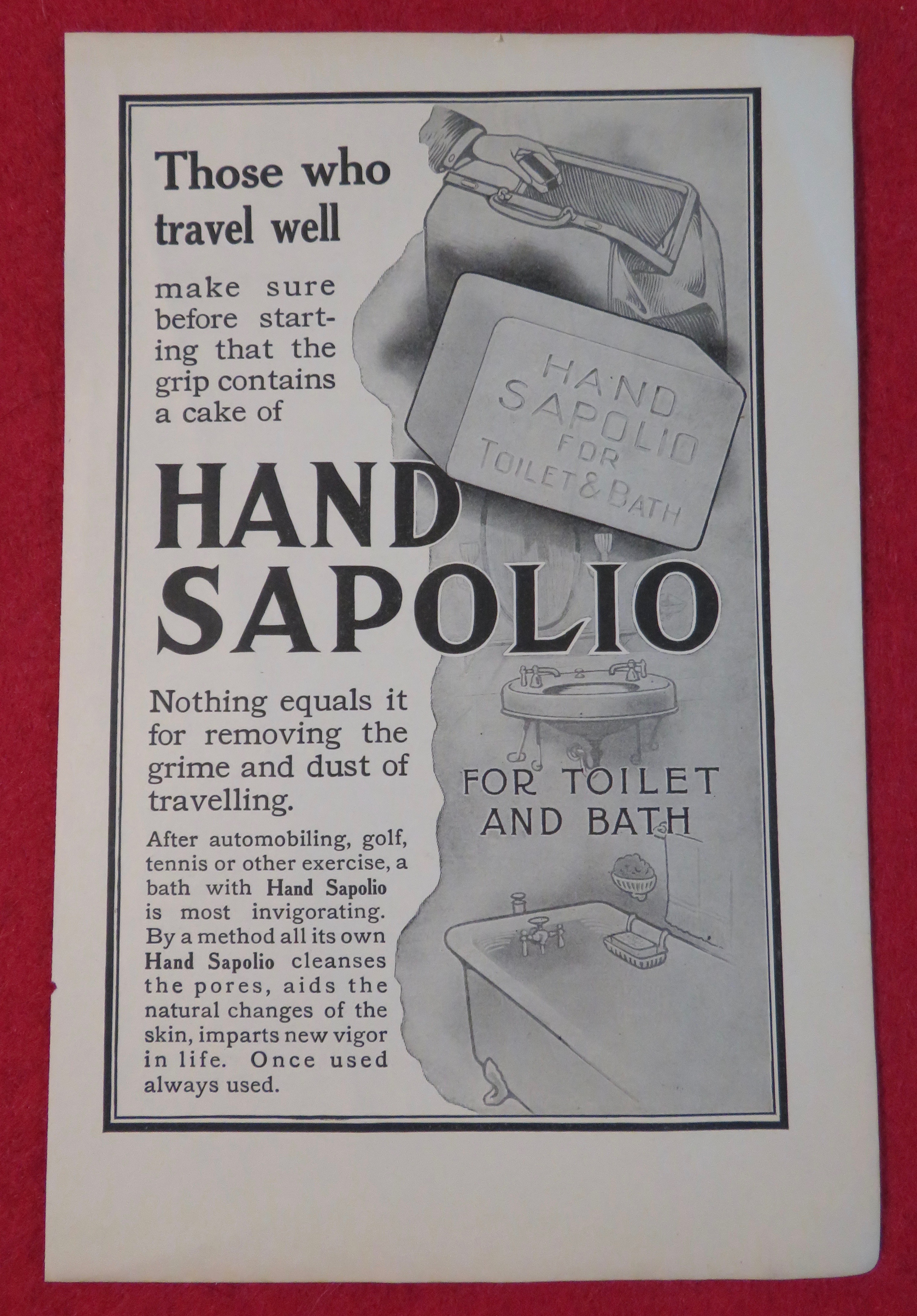 1911 Hand Sapolio with Soap That Travels Well
