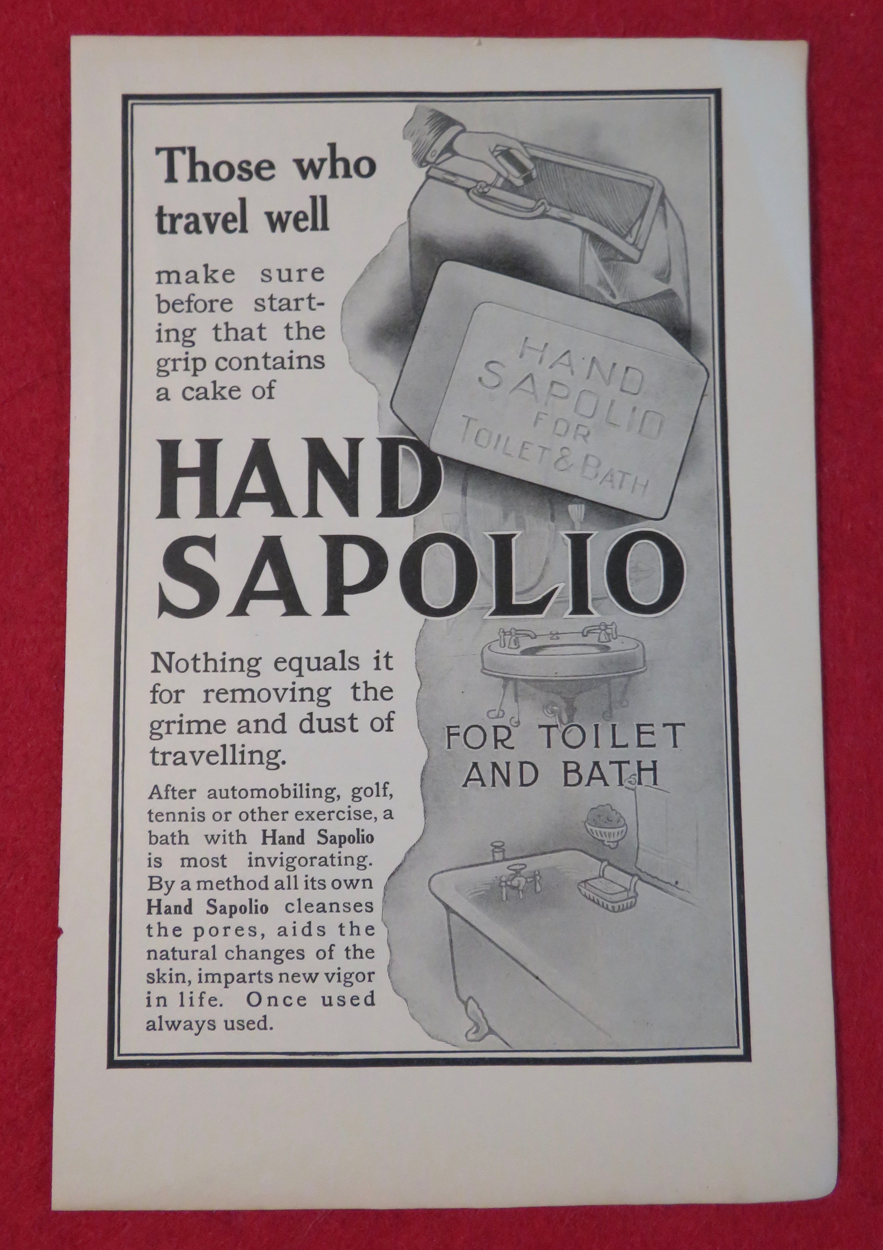1911 Hand Sapolio with Soap That Travels Well