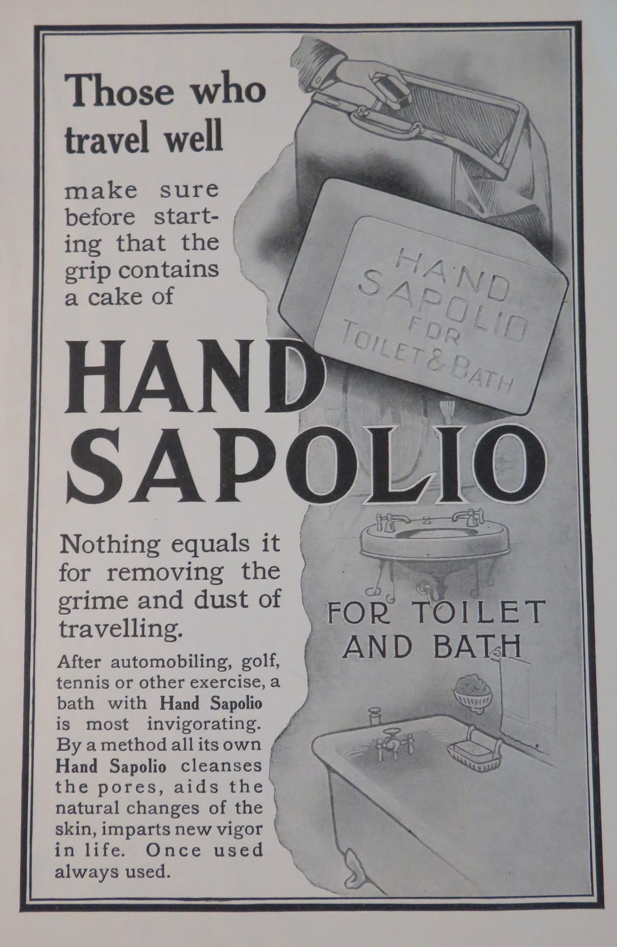 1911 Hand Sapolio with Soap That Travels Well